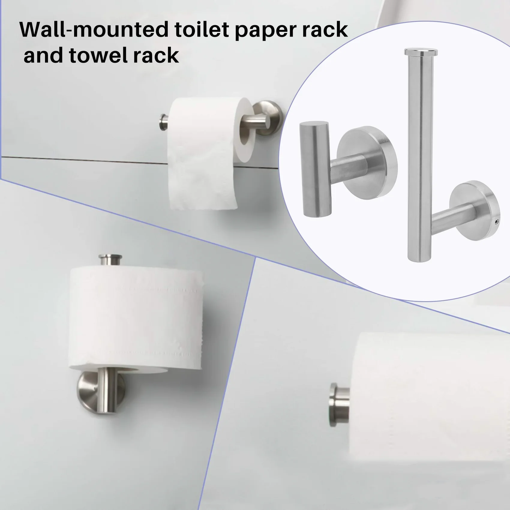 AT44-Bathroom Accessories Set Of 3 - Wall Mounted Toilet Roll Holder, Towel Holder And Hook Stainless Steel Hardware
AT44-Bathroom Accessories Set Of 3 - Wall Mounted Toilet Roll Holder, Towel Holder And Hook Stainless Steel Hardware