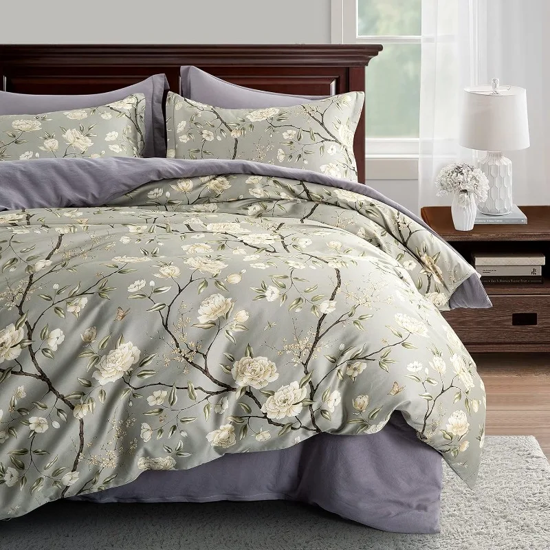 Garden Duvet Cover Set French Country Provincial Chic Floral Birds Bedding Peony Blossom Tree Branches (Grey
Garden Duvet Cover Set French Country Provincial Chic Floral Birds Bedding Peony Blossom Tree Branches (Grey