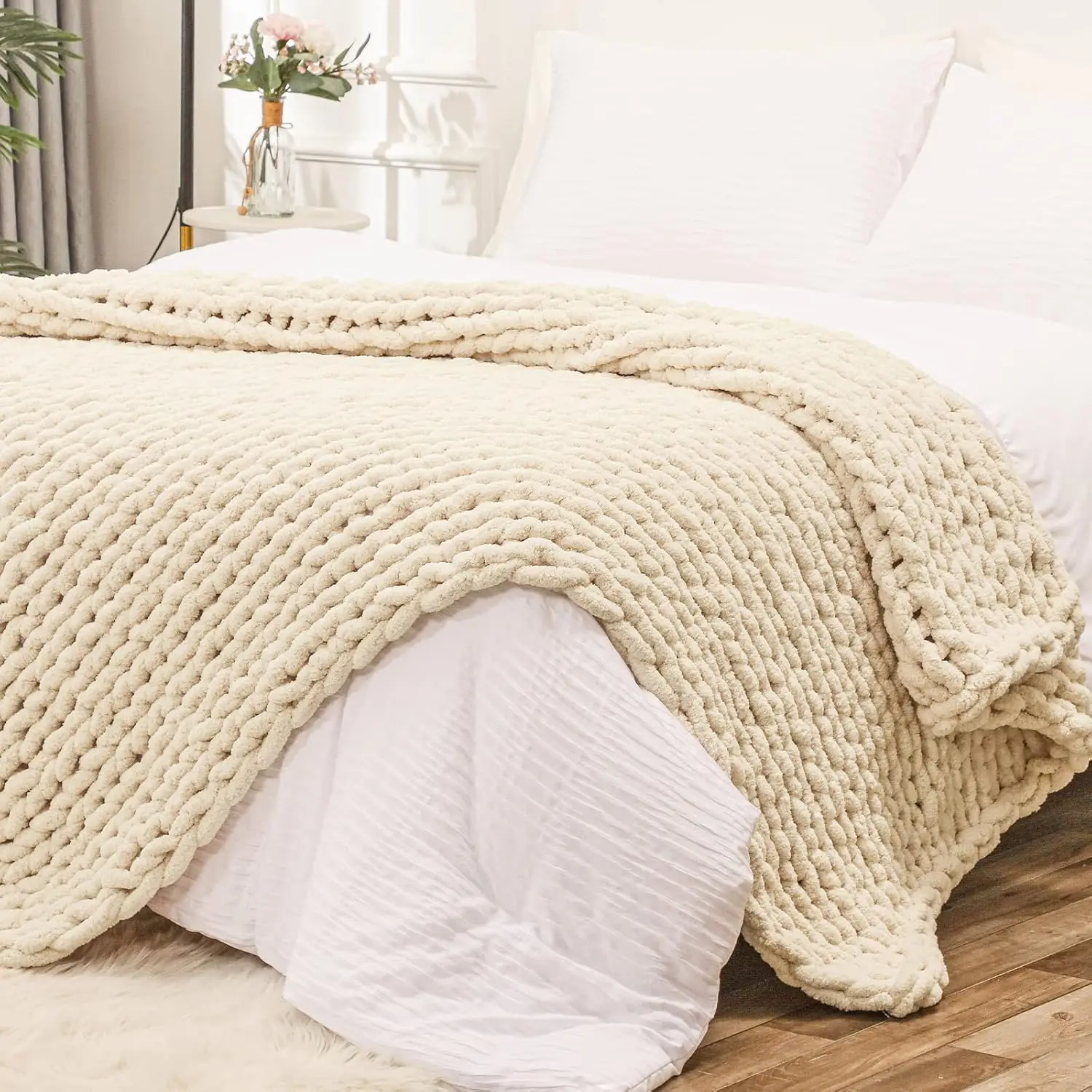 Chunky Knit Throw Blanket For Couch, 60X80 Hes, 100% Hand Knitted With Thi Jumbo Chenille Yarn, Cozy Soft Large Rope Knot Cable
Chunky Knit Throw Blanket For Couch, 60X80 Hes, 100% Hand Knitted With Thi Jumbo Chenille Yarn, Cozy Soft Large Rope Knot Cable