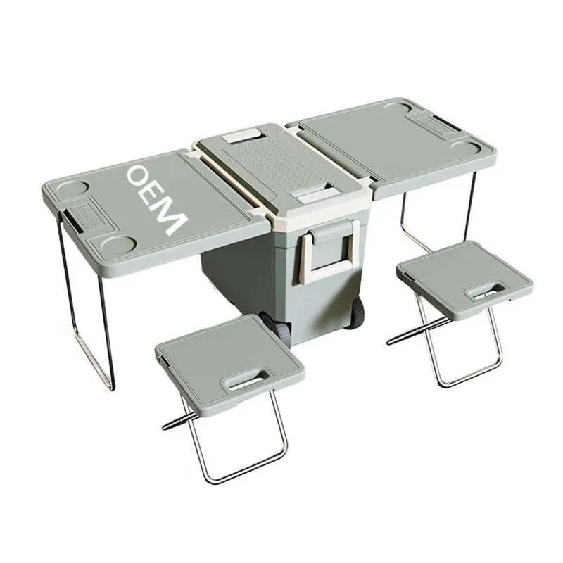 Customized Hot big foldable plastic hard insulated cooler box with table and chairs outdoor equipment set camping accessories
Customized Hot big foldable plastic hard insulated cooler box with table and chairs outdoor equipment set camping accessories