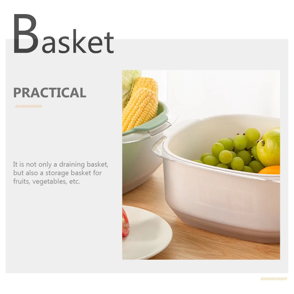 Double Layer Drainer Basket PET PP Food Grade Vegetable Fruit Storage Wash Drying Kitchen Tool Drain Basket 
Double Layer Drainer Basket PET PP Food Grade Vegetable Fruit Storage Wash Drying Kitchen Tool Drain Basket