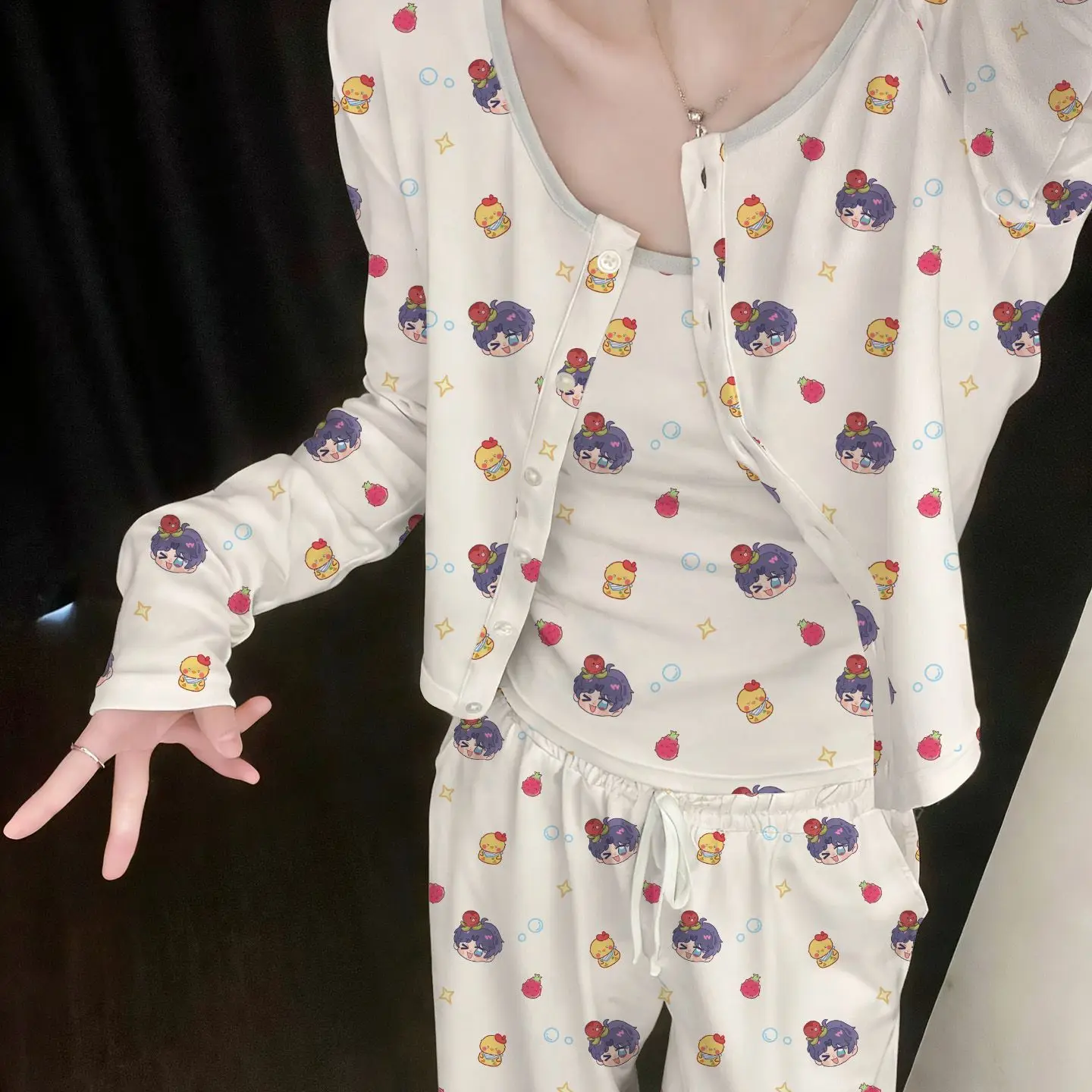 Anime Love and Deepspace Xavier Rafayel Sylus Cosplay Thin long sleeved cardigan camisole long pants home suit set
Anime Love and Deepspace Xavier Rafayel Sylus Cosplay Thin long sleeved cardigan camisole long pants home suit set