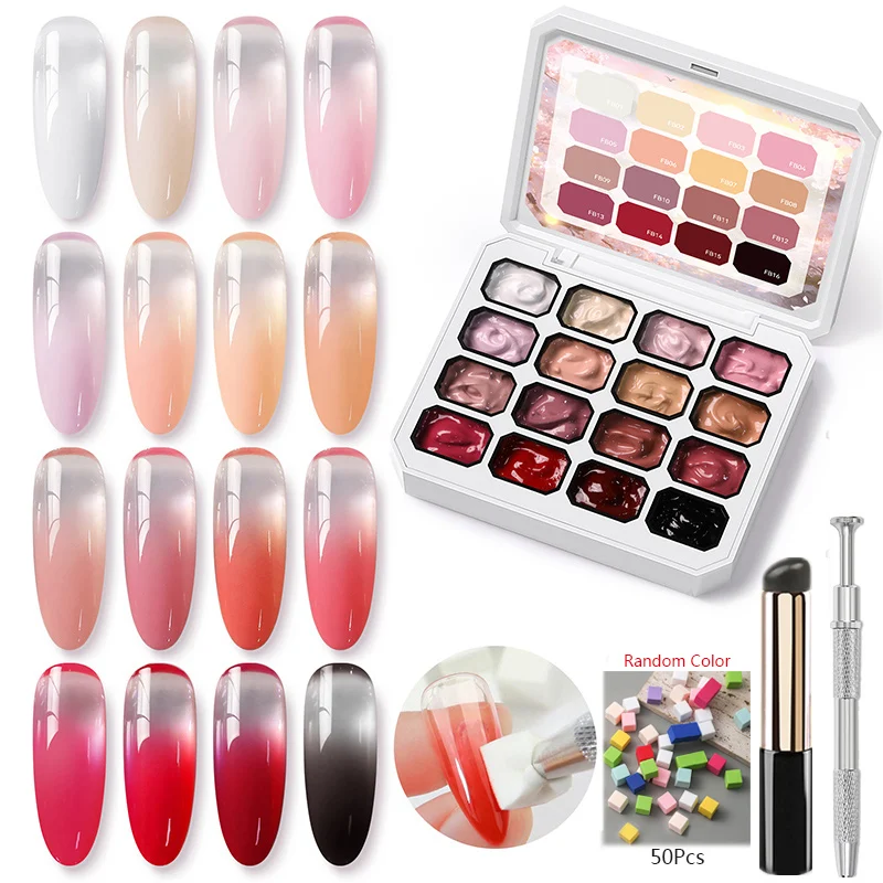 UR SUGAR 4PCS Patting Nail Gel Polish Kit 16 Colors Ombre Painting Gel Palette with Silicone Brush Sponge Gripper Pen Nail Kit
UR SUGAR 4PCS Patting Nail Gel Polish Kit 16 Colors Ombre Painting Gel Palette with Silicone Brush Sponge Gripper Pen Nail Kit