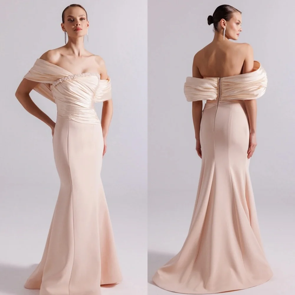 Customized Elegant Fashion Jersey Rhinestone Ruched Mermaid Off-the-shoulder Long Dresses Bespoke Occasion Dresses Modern Style
Customized Elegant Fashion Jersey Rhinestone Ruched Mermaid Off-the-shoulder Long Dresses Bespoke Occasion Dresses Modern Style