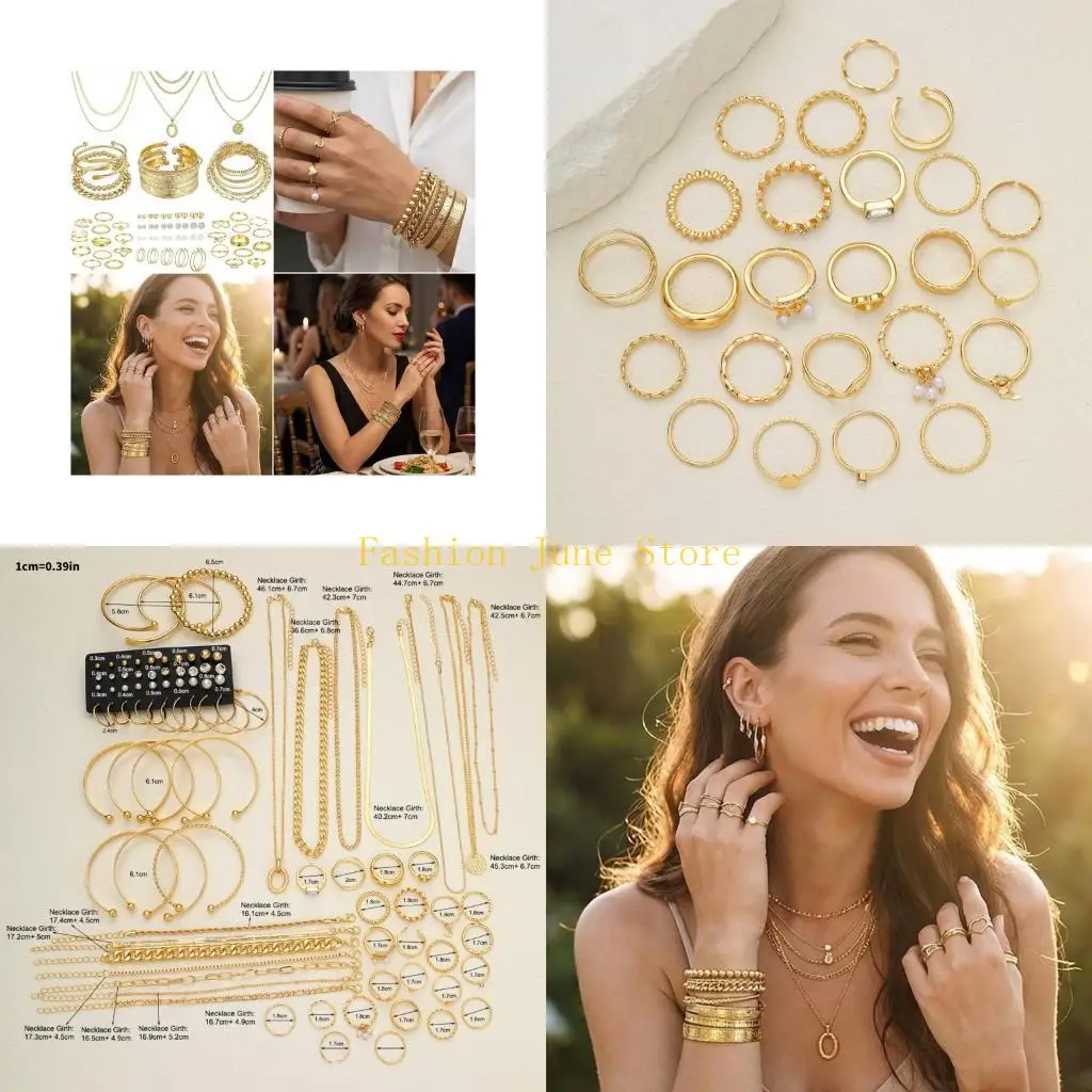 N5KA Stylish Women Jewelry Set 58Pieces Geometric Floral Iron Necklace Earrings
N5KA Stylish Women Jewelry Set 58Pieces Geometric Floral Iron Necklace Earrings