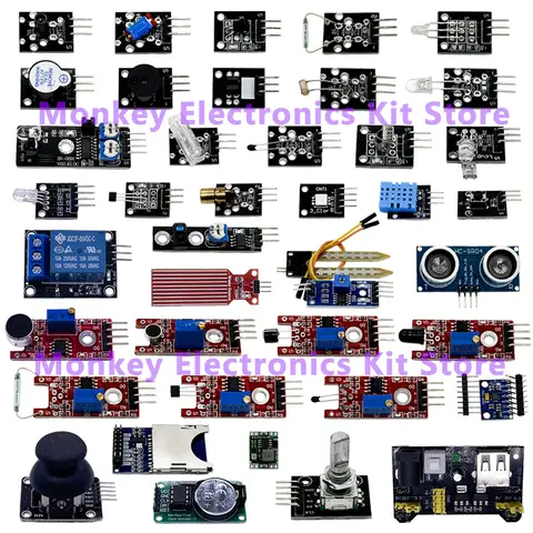 45 tipi in 1 kit iniziale moduli sensori per Arduino Raspberry Pi, migliore di 37 tipi in 1 KIT con scatola KIT fai da te R3 MEGA2560