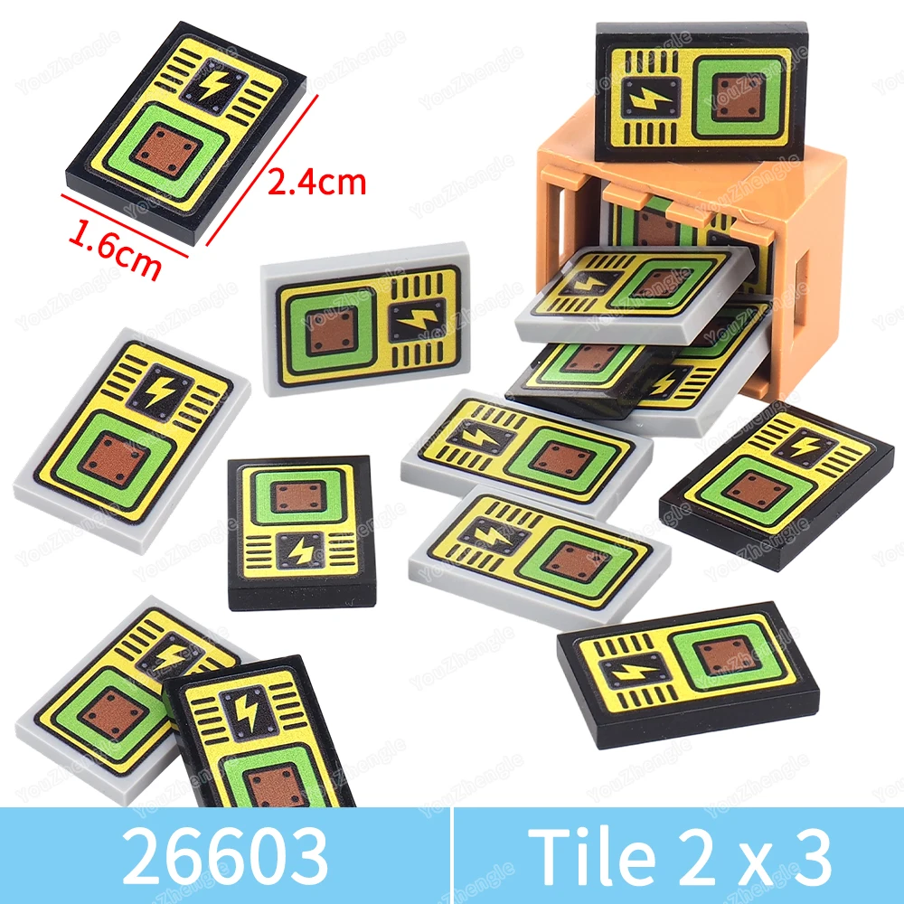 Socket Lightning Printed Pattern Building Block 26603 Tiles 1x3 Component MOC Mechanical Battery Equipment Scene Model Gift Toys
Socket Lightning Printed Pattern Building Block 26603 Tiles 1x3 Component MOC Mechanical Battery Equipment Scene Model Gift Toys