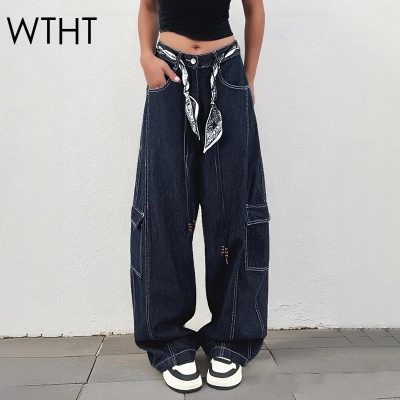 WTHT модные женские широкие джинсы для тяжелой промышленности с большими карманами, лето 2029, модные джинсовые брюки с кружевным поясом и высокой талией, женские 1LS2240
WTHT модные женские широкие джинсы для тяжелой промышленности с большими карманами, лето 2029, модные джинсовые брюки с кружевным поясом и высокой талией, женские 1LS2240