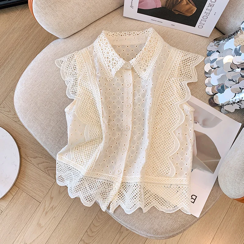 Elegant Embroidery Blouse Women Spring Summer Flying Sleeve Hollow Out Tops Shirts Blusas Mujer
Elegant Embroidery Blouse Women Spring Summer Flying Sleeve Hollow Out Tops Shirts Blusas Mujer