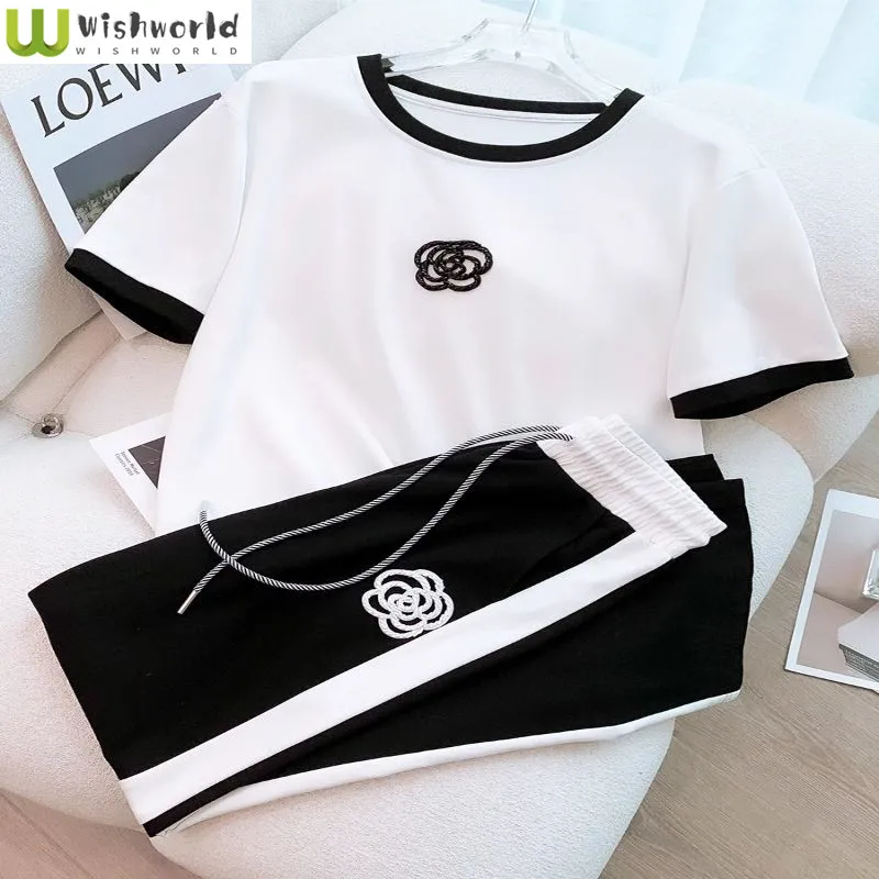Advanced Casual Sports Set for Women's Spring and Summer New Fashionable and Youthful Wide Leg Pants Two-piece Set
Advanced Casual Sports Set for Women's Spring and Summer New Fashionable and Youthful Wide Leg Pants Two-piece Set