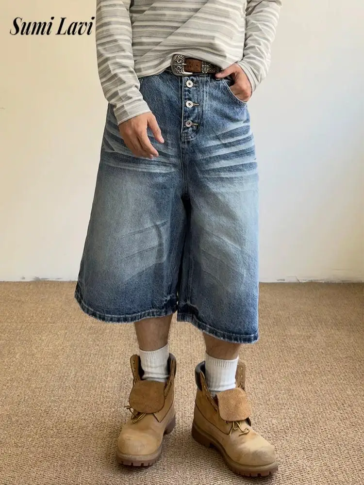 Vintage Mens Solid Color Denim Shorts Spring Summer Fashion Loose Knee-length Jean Shorts Men Casual Straight Denim Bottoms
Vintage Mens Solid Color Denim Shorts Spring Summer Fashion Loose Knee-length Jean Shorts Men Casual Straight Denim Bottoms