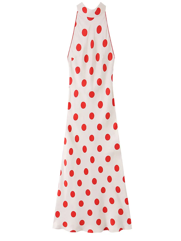 HH Women Summer Mediterranean Flowy White Red Polka Dot Dress Spring Halter Neck Satin Slim Fit Mermaid Maxi Dress For Seaside
HH Women Summer Mediterranean Flowy White Red Polka Dot Dress Spring Halter Neck Satin Slim Fit Mermaid Maxi Dress For Seaside