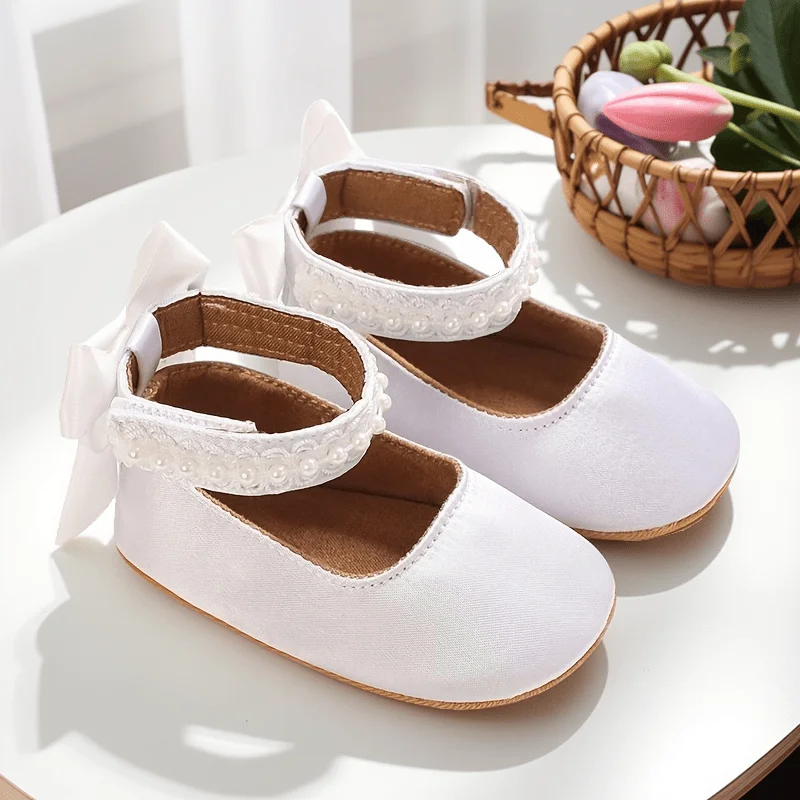 Baby Learning Walk Shoes, Satin Lace Trim Mary Jane Shoes, Bow Strap Soft Infant Footwear for Baby Girls 0-18 Months
Baby Learning Walk Shoes, Satin Lace Trim Mary Jane Shoes, Bow Strap Soft Infant Footwear for Baby Girls 0-18 Months