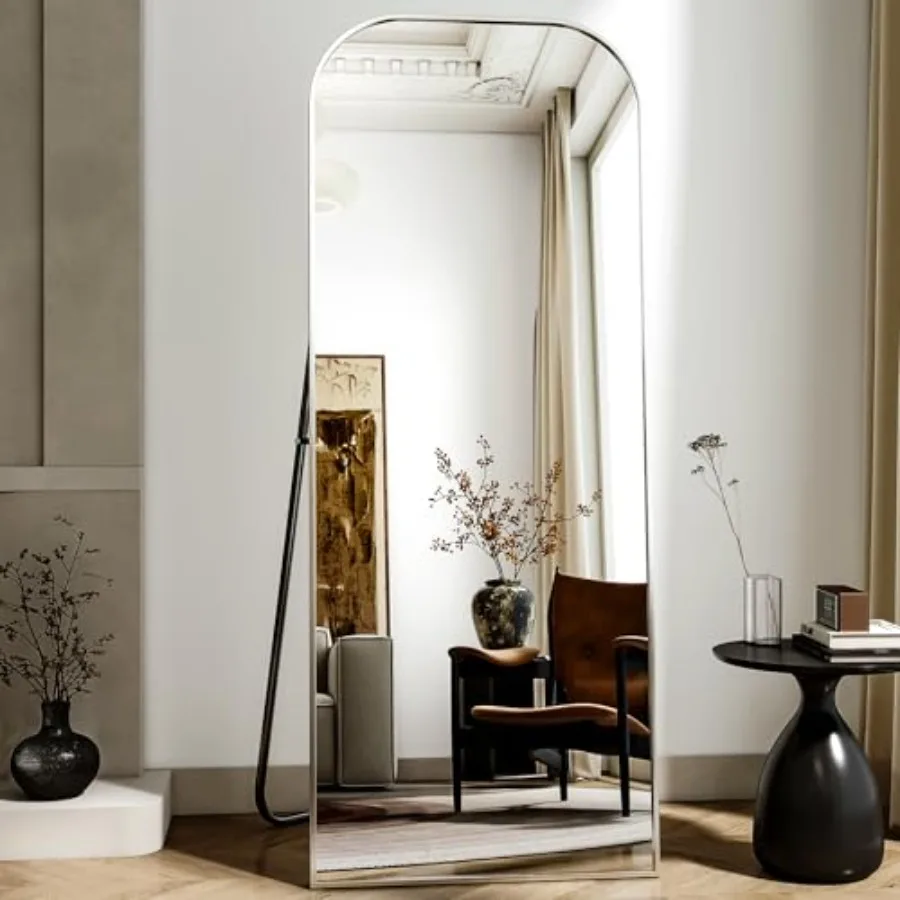 56x21 Inch Full Length Mirror - Large Floor Standing and Wall Mountable Full Body Mirror with Sturdy Aluminum Frame Arched Top
56x21 Inch Full Length Mirror - Large Floor Standing and Wall Mountable Full Body Mirror with Sturdy Aluminum Frame Arched Top