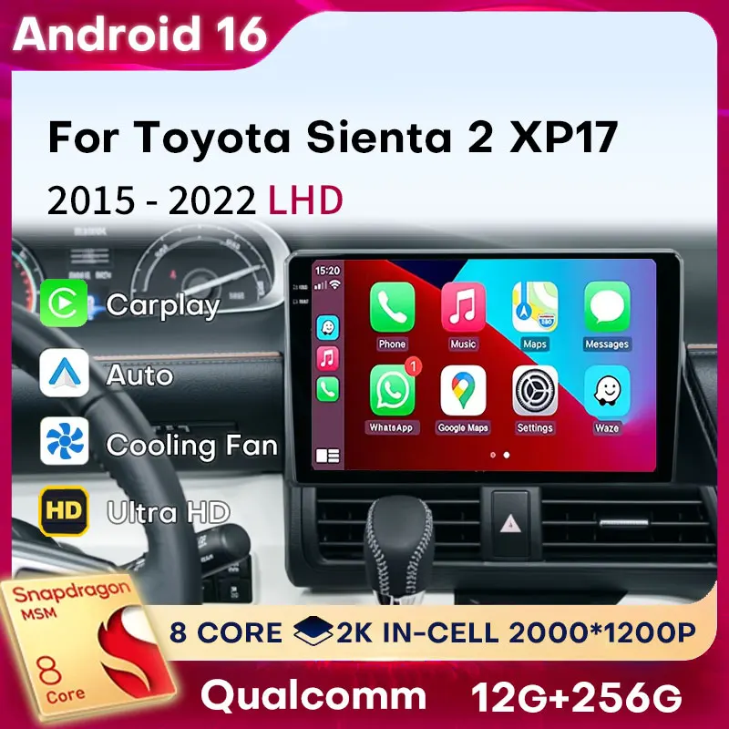 Android 16 Carplay For Toyota Sienta 2 XP17 2015 - 2022 LHD Stereo Auto GPS Video Audio 4G LTE Head Unit Car Radio Multimedia BT
Android 16 Carplay For Toyota Sienta 2 XP17 2015 - 2022 LHD Stereo Auto GPS Video Audio 4G LTE Head Unit Car Radio Multimedia BT