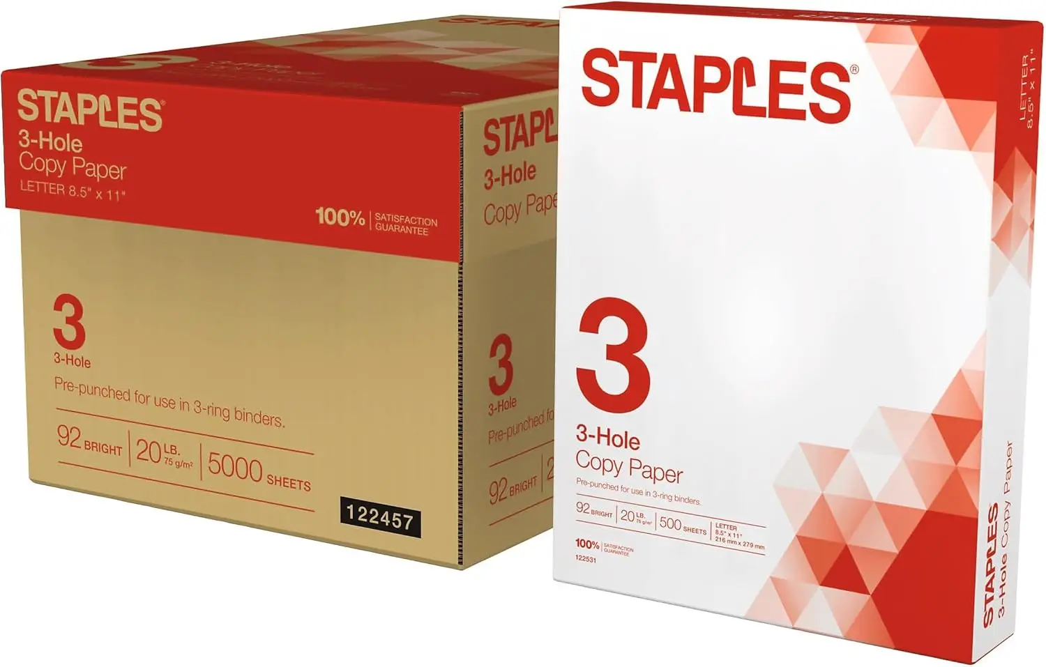 Copy Paper, 8 1/2" x 11", 3 Hole Punched, Case, For Office, School & Home
Copy Paper, 8 1/2" x 11", 3 Hole Punched, Case, For Office, School & Home