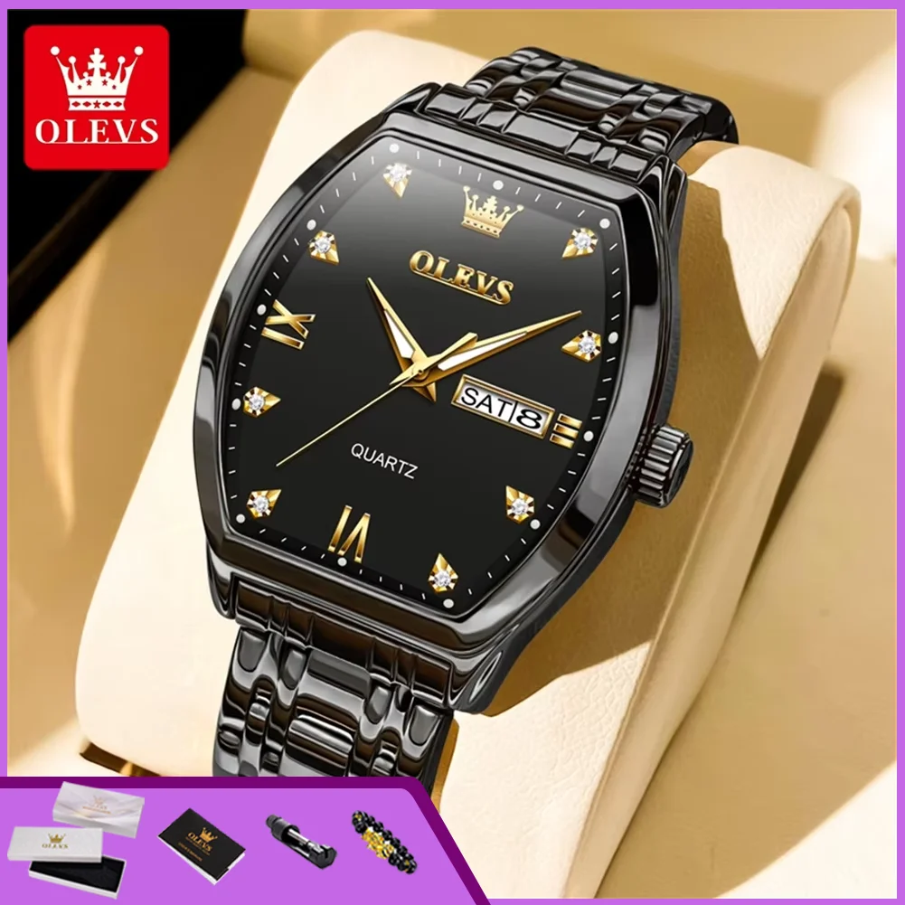 OLEVS 5528 Quartz Watch for Men Tonneau Dial Waterproof Luminous Dual Calendar Stainless Steel Man Watch Original Men's Watches
OLEVS 5528 Quartz Watch for Men Tonneau Dial Waterproof Luminous Dual Calendar Stainless Steel Man Watch Original Men's Watches