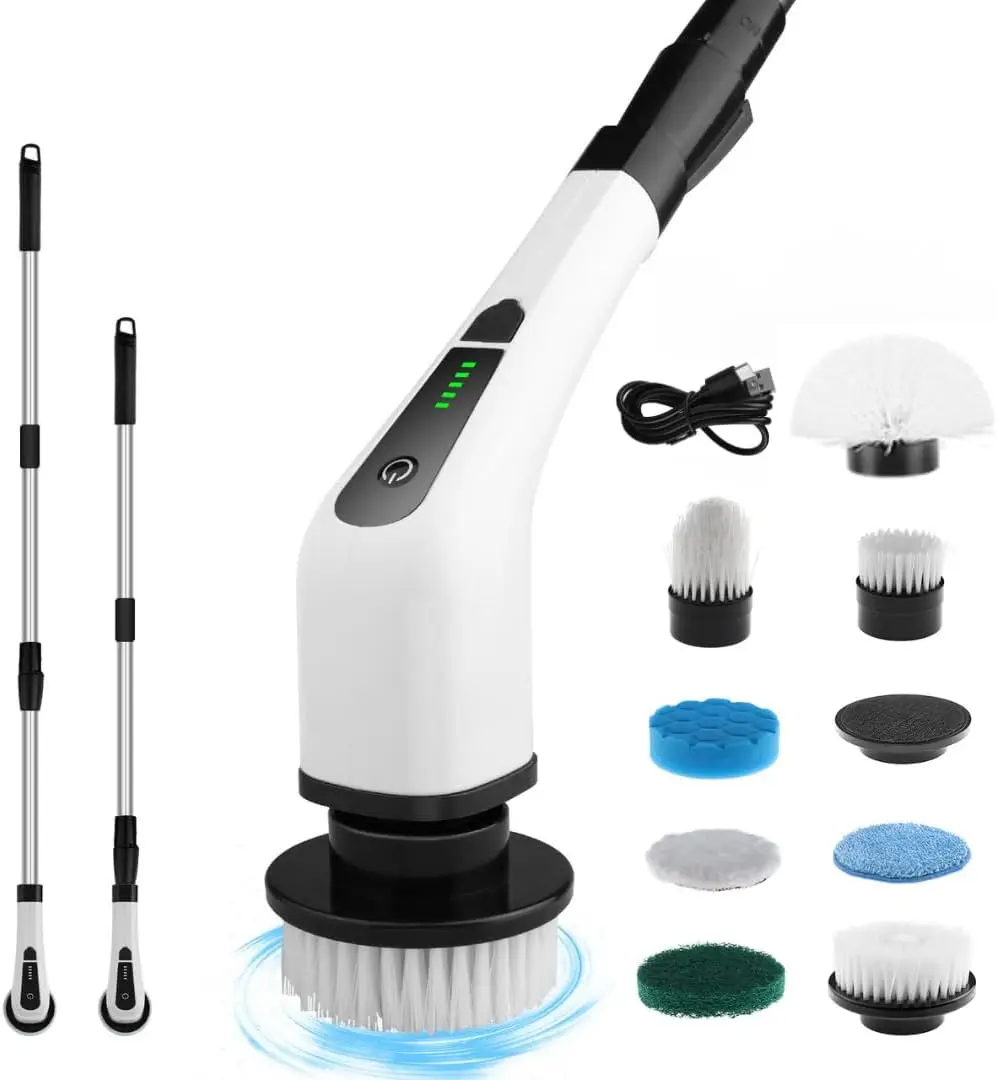Electric Spin Scrubber, Cordless with 8 Heads, Adjustable Handle, Dual Speed for Bathroom, Kitchen, Floor Cleaning
Electric Spin Scrubber, Cordless with 8 Heads, Adjustable Handle, Dual Speed for Bathroom, Kitchen, Floor Cleaning