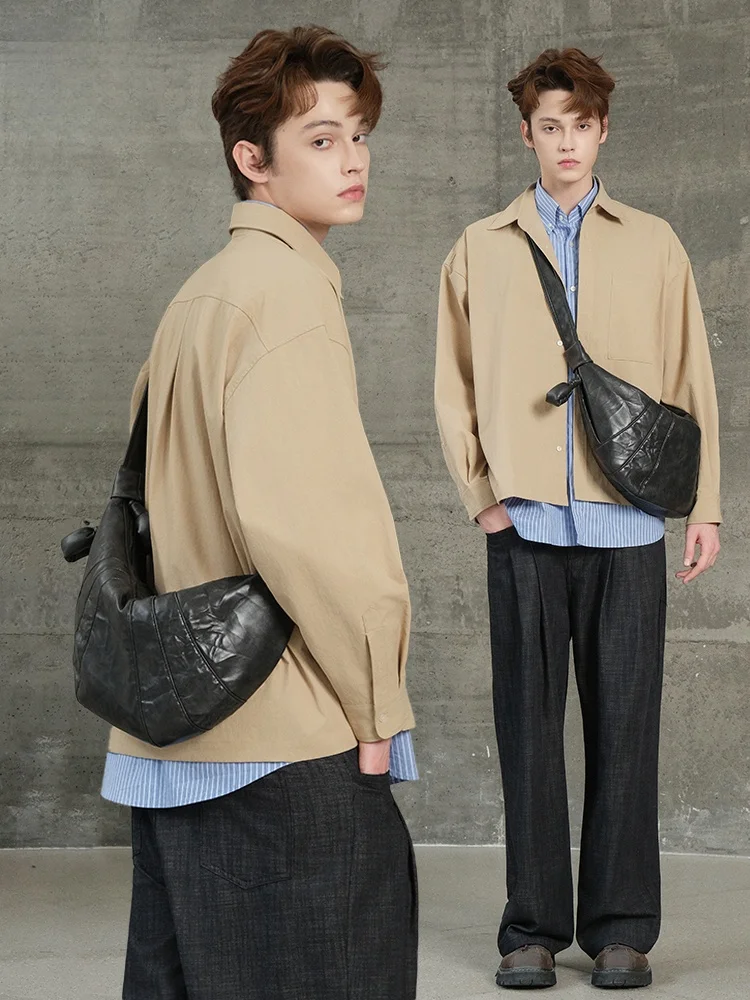 Casual Leather Dumpling Shaped Crossbody Bag for Men SFREEYA Lazy Vintage Style Single Shoulder Handbag with Car Sewing Line
Casual Leather Dumpling Shaped Crossbody Bag for Men SFREEYA Lazy Vintage Style Single Shoulder Handbag with Car Sewing Line