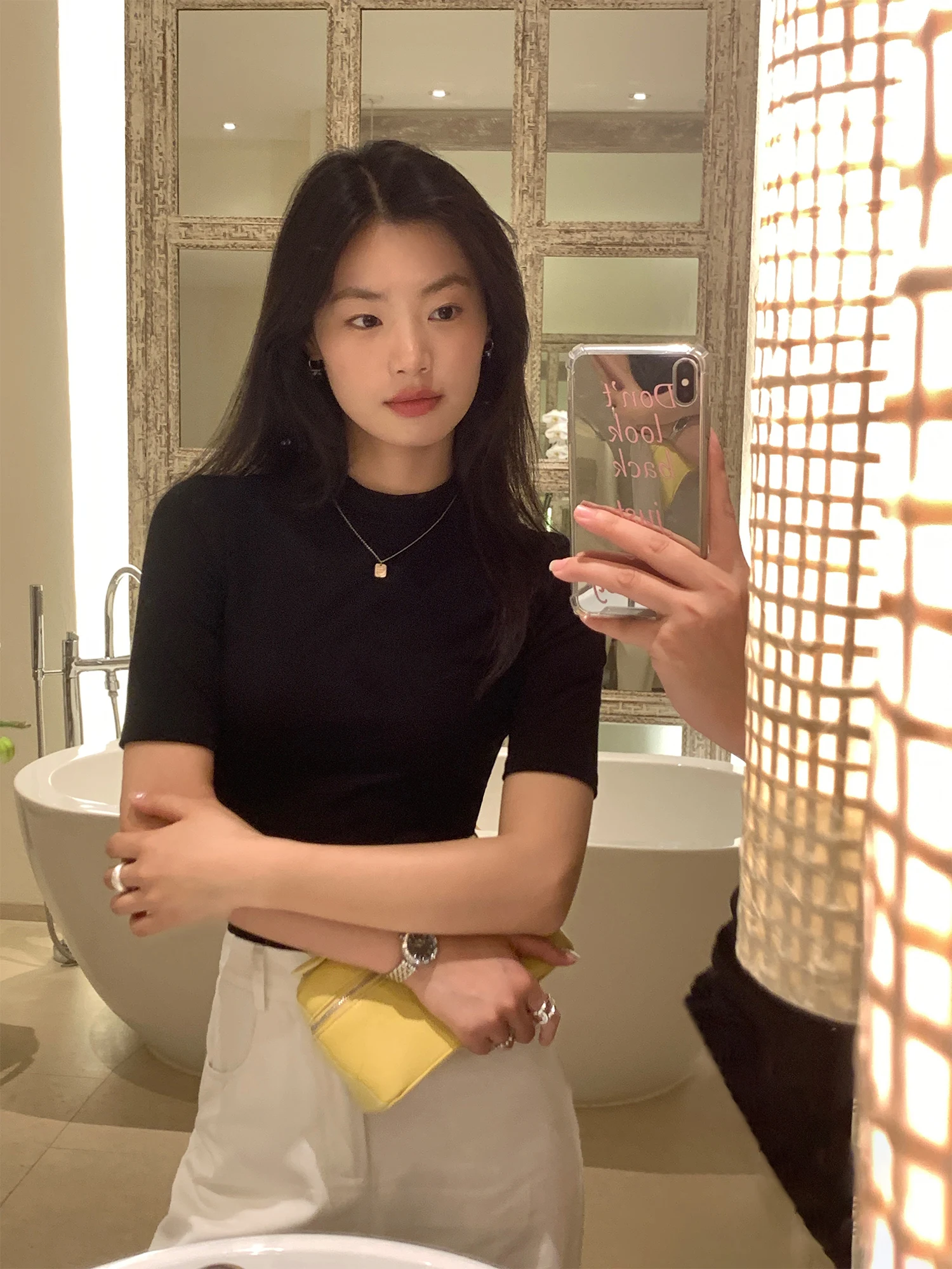 Pusumede Women's Slim Fit Short Sleeve T-Shirt Half High Collar Knitted Top Black Casual Style Spring Autumn Base Layer Shirt
Pusumede Women's Slim Fit Short Sleeve T-Shirt Half High Collar Knitted Top Black Casual Style Spring Autumn Base Layer Shirt