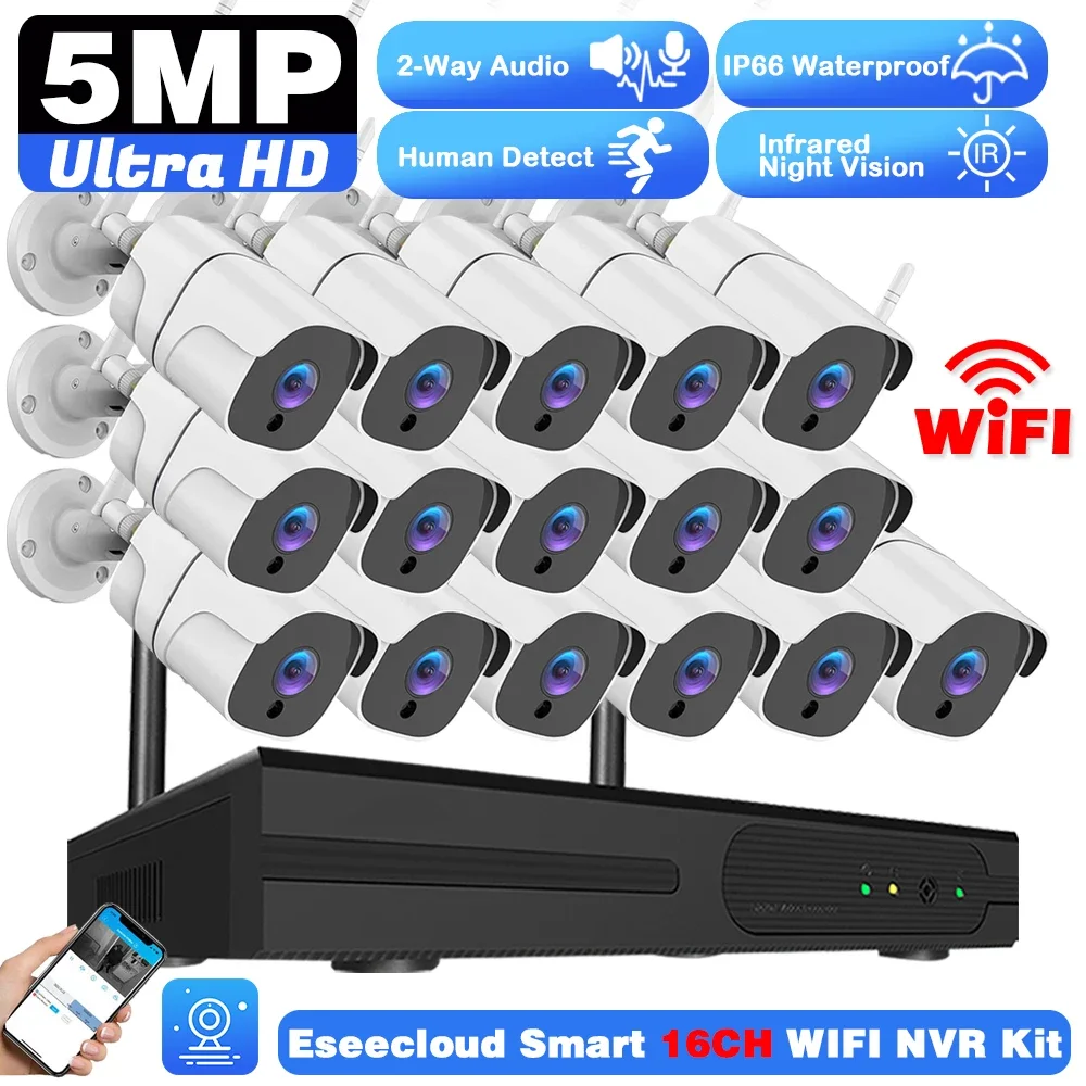 5MP HD 16CH Wireless NVR Kit Waterproof Outdoor Wifi Security IP Cameras CCTV System for Home Smart Surveillance System Wi-Fi
5MP HD 16CH Wireless NVR Kit Waterproof Outdoor Wifi Security IP Cameras CCTV System for Home Smart Surveillance System Wi-Fi
