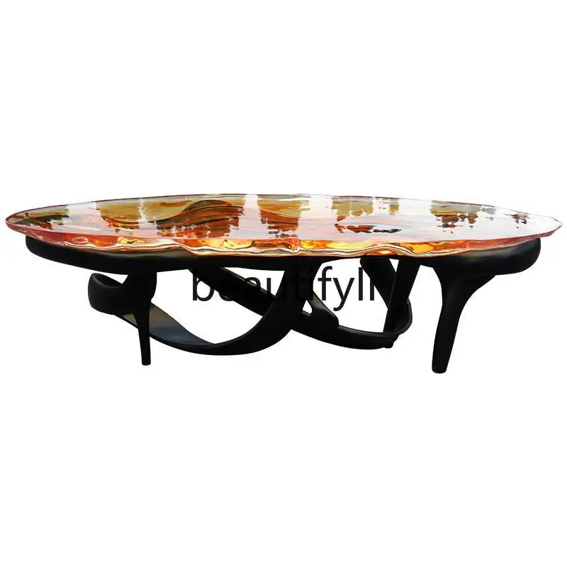 Water ripple flying tea table transparent resin Dunhuang streamer irregular special-shaped crystal tea table
Water ripple flying tea table transparent resin Dunhuang streamer irregular special-shaped crystal tea table