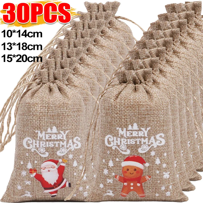 30/1Pcs Christmas Drawstring Bag Santa Claus Snowman Linen Candy Gift Packaging Bags Xmas Favor Bracelet Jewelry Storage Pouch
30/1Pcs Christmas Drawstring Bag Santa Claus Snowman Linen Candy Gift Packaging Bags Xmas Favor Bracelet Jewelry Storage Pouch