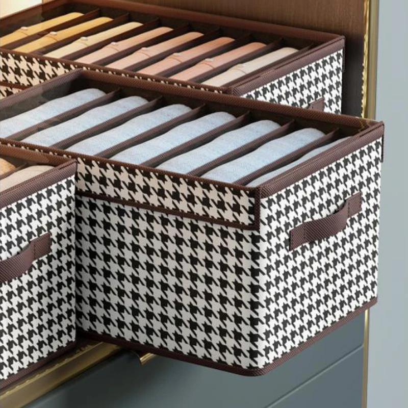 Non-woven Storage Box with Cover Houndstooth Shirt Pants Jeans Organizer Wardrobe Foldable Dust-Proof Storage Basket with Handle
Non-woven Storage Box with Cover Houndstooth Shirt Pants Jeans Organizer Wardrobe Foldable Dust-Proof Storage Basket with Handle