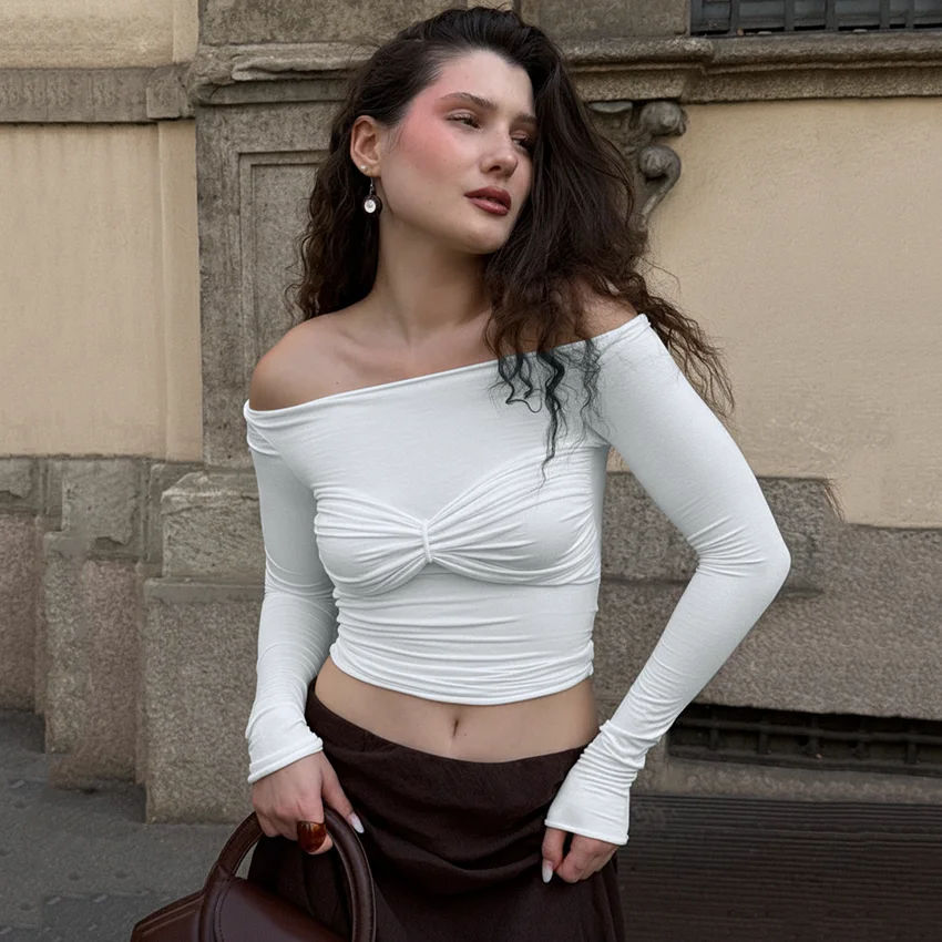 Женский укороченный топ Linad: белая футболка с открытыми плечами, уличный шик, весна 2026, повседневный трикотажный лонгслив
Женский укороченный топ Linad: белая футболка с открытыми плечами, уличный шик, весна 2026, повседневный трикотажный лонгслив