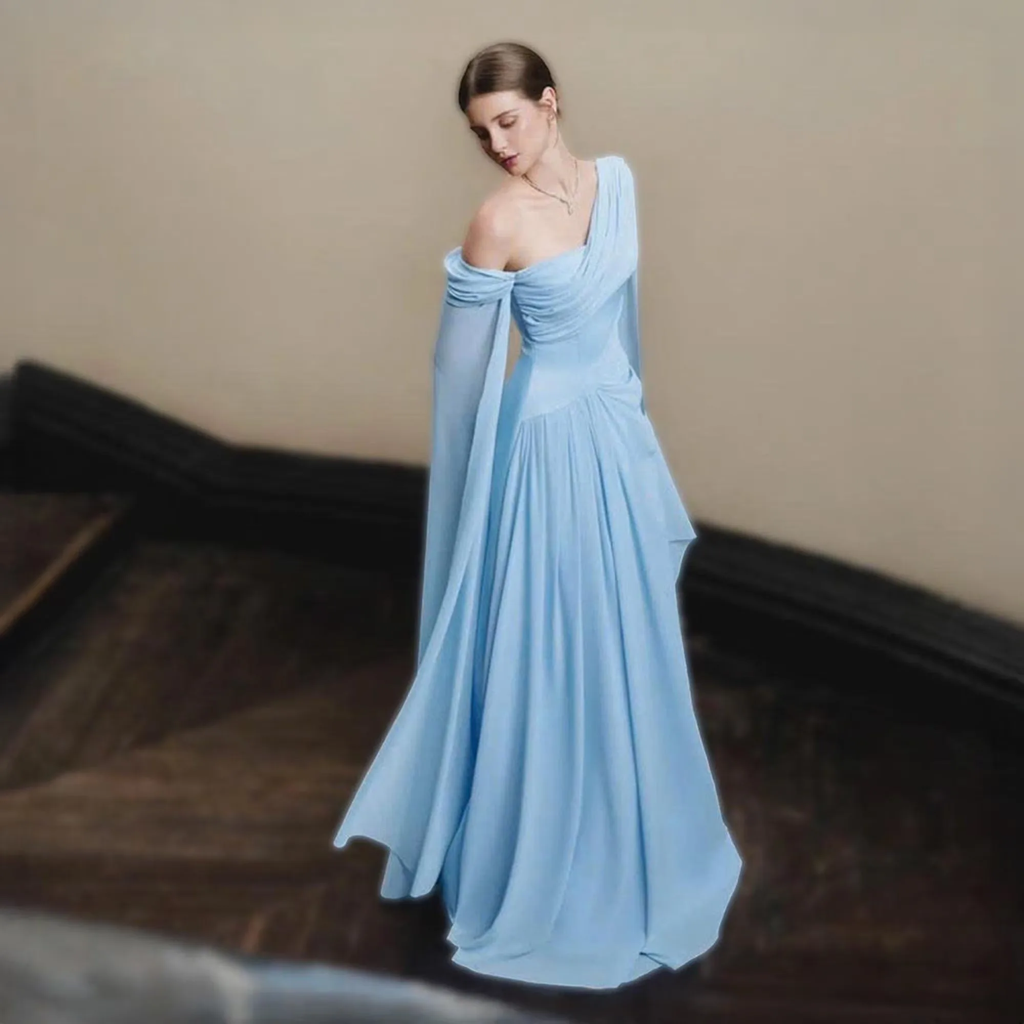 Custom Prom Dress Strapless One Shoulder Lace Party Gown Romantic Blue Evening Dress Mid Length Wedding Dress
Custom Prom Dress Strapless One Shoulder Lace Party Gown Romantic Blue Evening Dress Mid Length Wedding Dress