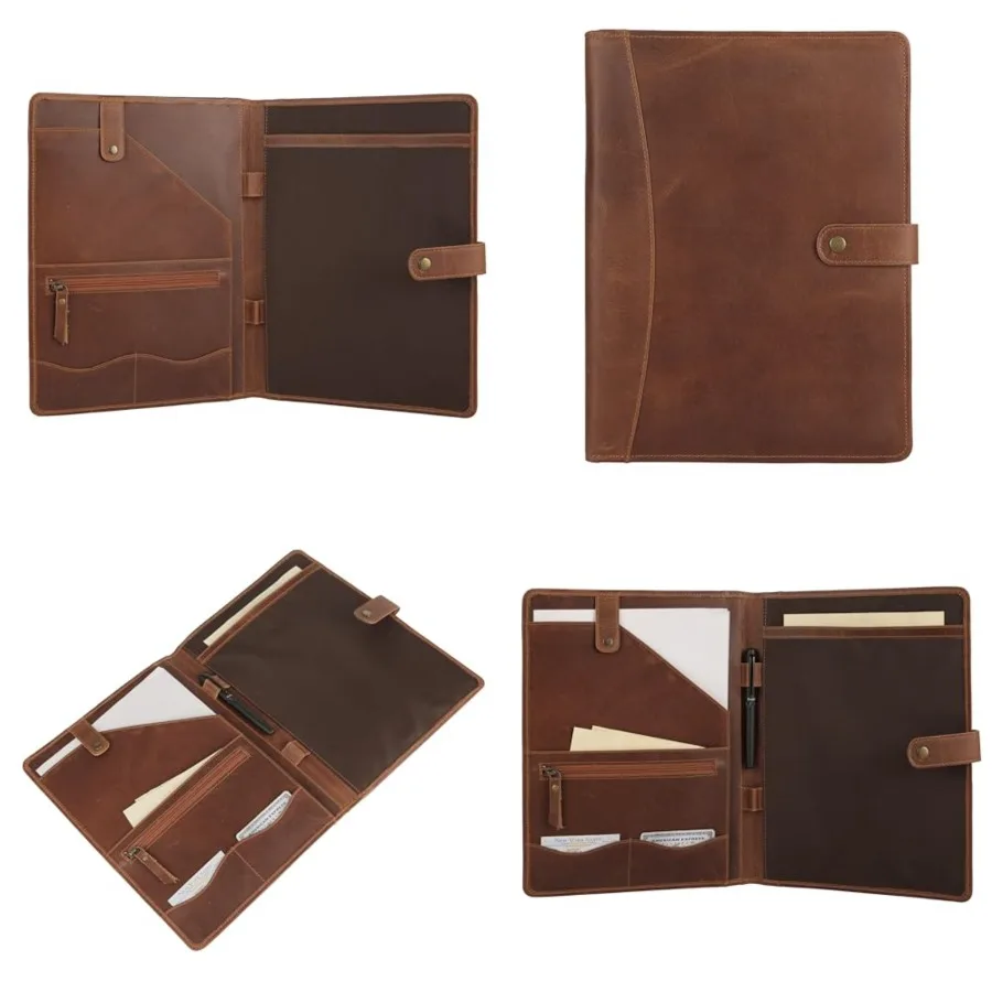 Leather Portfolio Folder with Button Closure Business Padfolio for Professionals Vintage Organizer with Legal Pad Holder, Card
Leather Portfolio Folder with Button Closure Business Padfolio for Professionals Vintage Organizer with Legal Pad Holder, Card