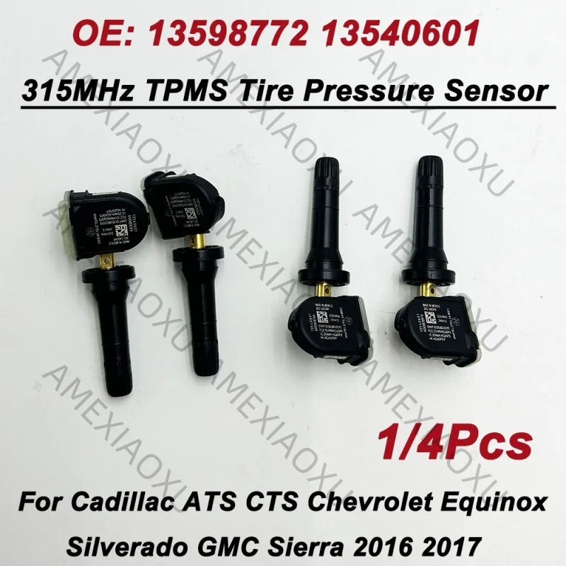 4Pcs TPMS Tire Pressure Sensor 315MHz 13540601 For Cadillac ATS CTS Chevrolet Equinox Silverado GMC Sierra 2016 2017 13598772 AM
4Pcs TPMS Tire Pressure Sensor 315MHz 13540601 For Cadillac ATS CTS Chevrolet Equinox Silverado GMC Sierra 2016 2017 13598772 AM