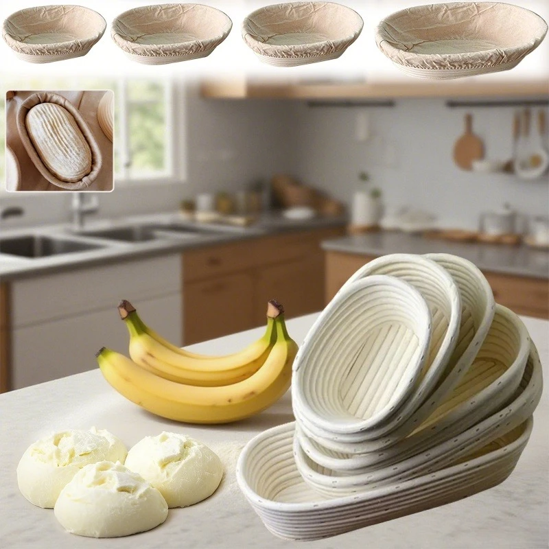 New Oval Rattan Fermentation Basket with Cloth Cover Drying Storage European Style Fermentation Basket Durable Baking Accessory
New Oval Rattan Fermentation Basket with Cloth Cover Drying Storage European Style Fermentation Basket Durable Baking Accessory