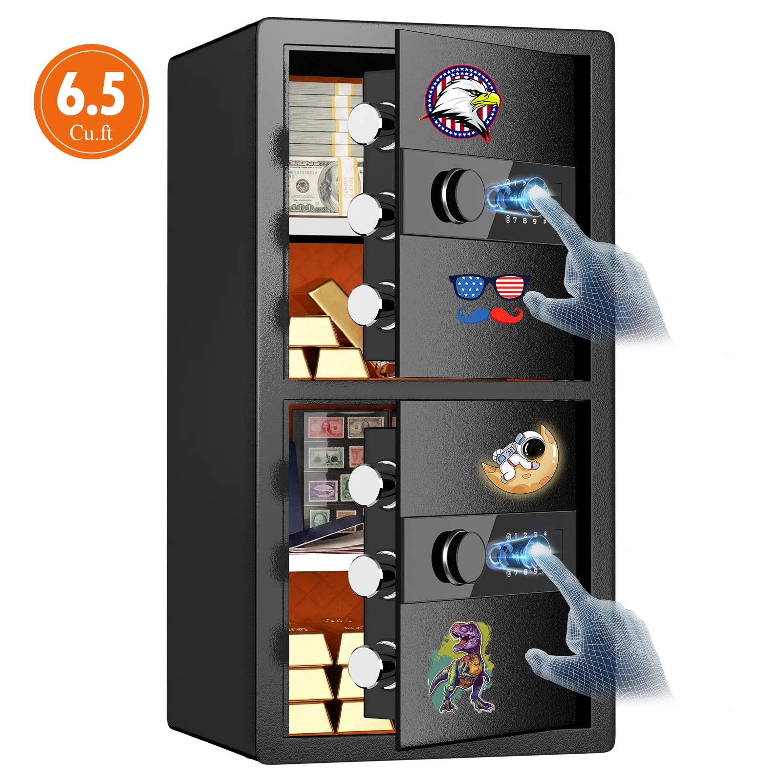 6.5 Cub Home Safe with Hidden Knob , Heavy-Duty Large Capacity Safe Box with Dual Alarm System ,Biometric Fingerprint Safe
6.5 Cub Home Safe with Hidden Knob , Heavy-Duty Large Capacity Safe Box with Dual Alarm System ,Biometric Fingerprint Safe