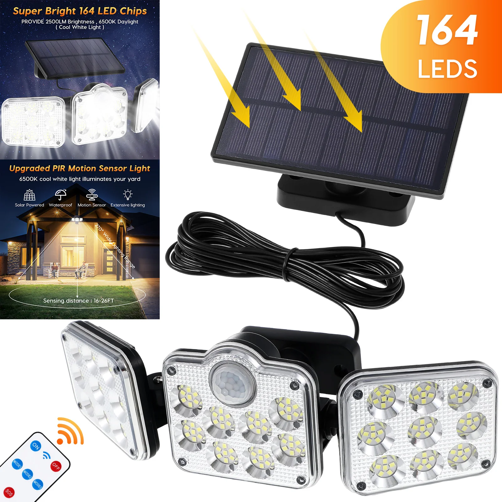 Motion Sensor Outdoor Spotlights Solar Induction Lights with 270° Adjustable Lamp Heads Bright LED Solar Lights for Garden
Motion Sensor Outdoor Spotlights Solar Induction Lights with 270° Adjustable Lamp Heads Bright LED Solar Lights for Garden
