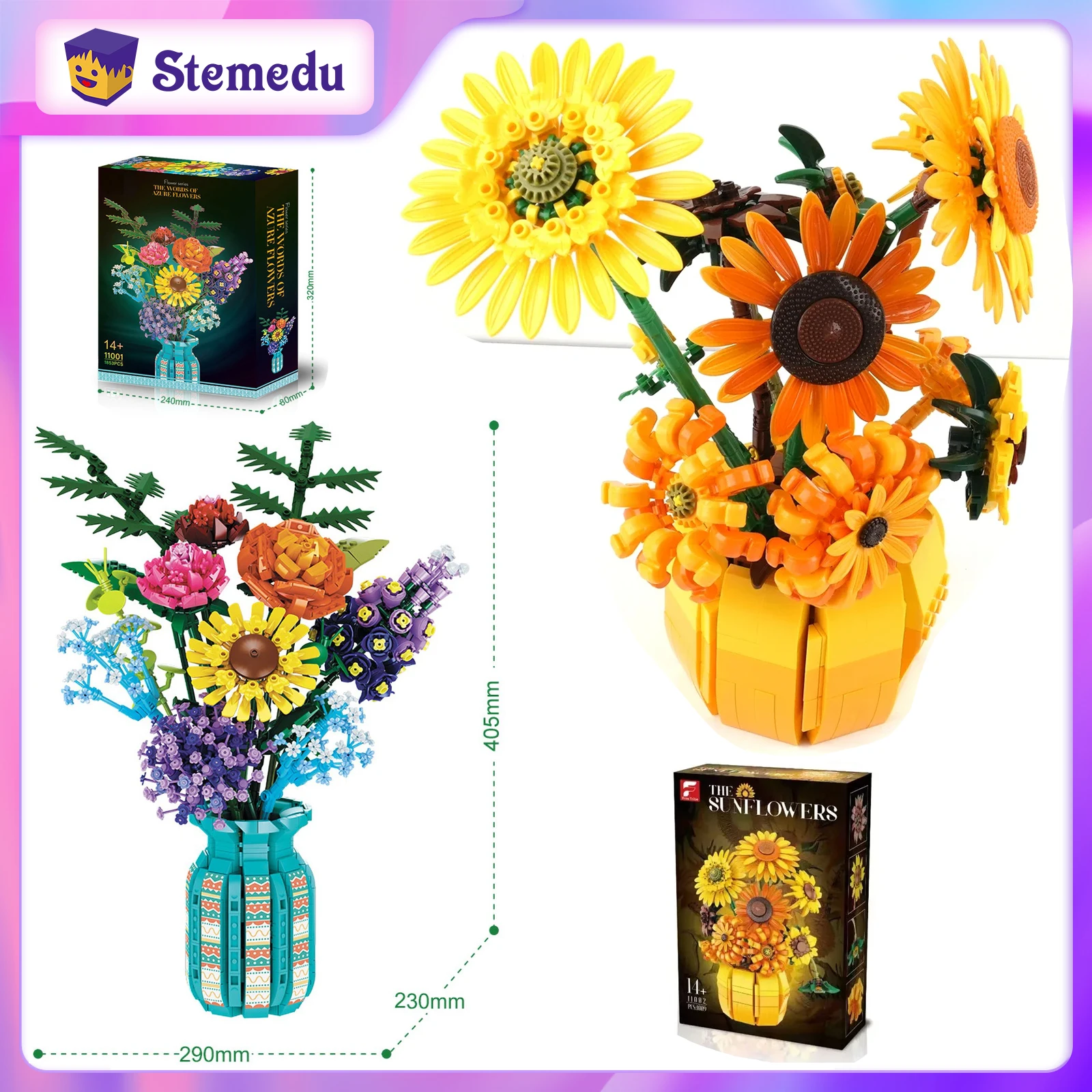 MOULD KING 1009PCS MOC Sunflower Building Blocks Flower Vase Model Assembly Set STEM Educational Bricks Toys Holiday Gifts
MOULD KING 1009PCS MOC Sunflower Building Blocks Flower Vase Model Assembly Set STEM Educational Bricks Toys Holiday Gifts