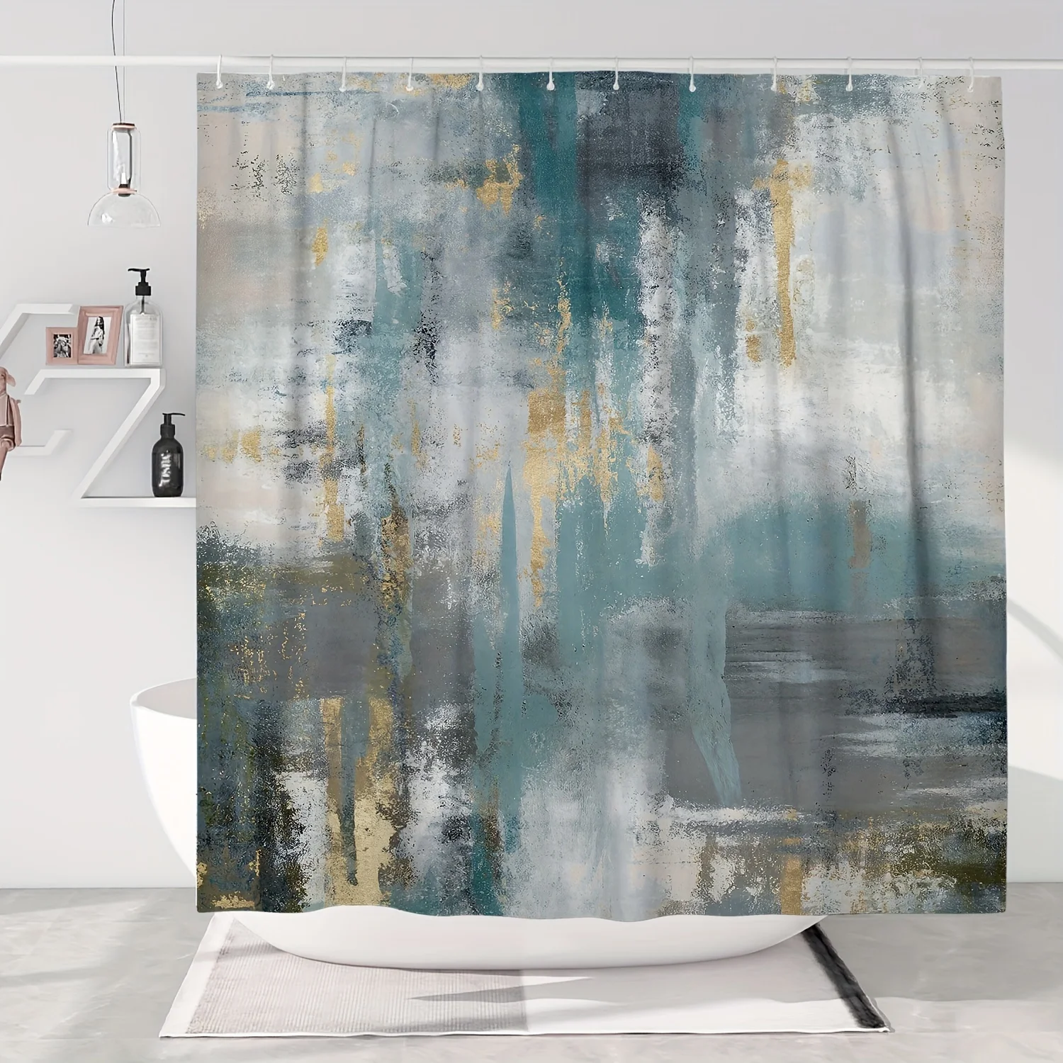 Элегантная водонепроницаемая занавеска для душа с абстрактным искусством — идеально подходит для добавления современного и изысканного прикосновения к вашему декора ванной комнаты 
Элегантная водонепроницаемая занавеска для душа с абстрактным искусством — идеально подходит для добавления современного и изысканного прикосновения к вашему декора ванной комнаты