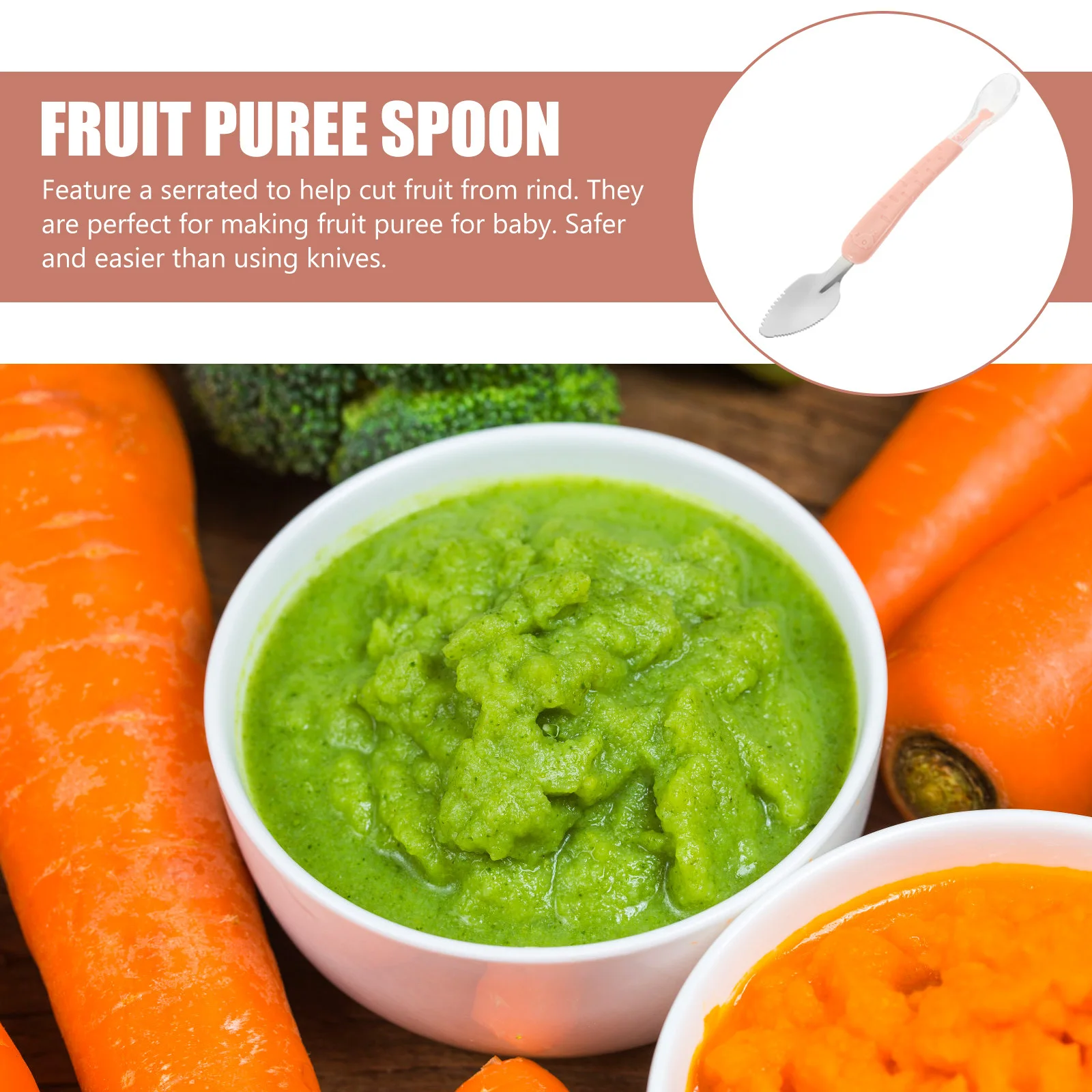 Двойная силиконовая сталь, фруктовое пюре, инструмент для скребка для прикорма, кормления, ложка для детского питания, пюре
Двойная силиконовая сталь, фруктовое пюре, инструмент для скребка для прикорма, кормления, ложка для детского питания, пюре