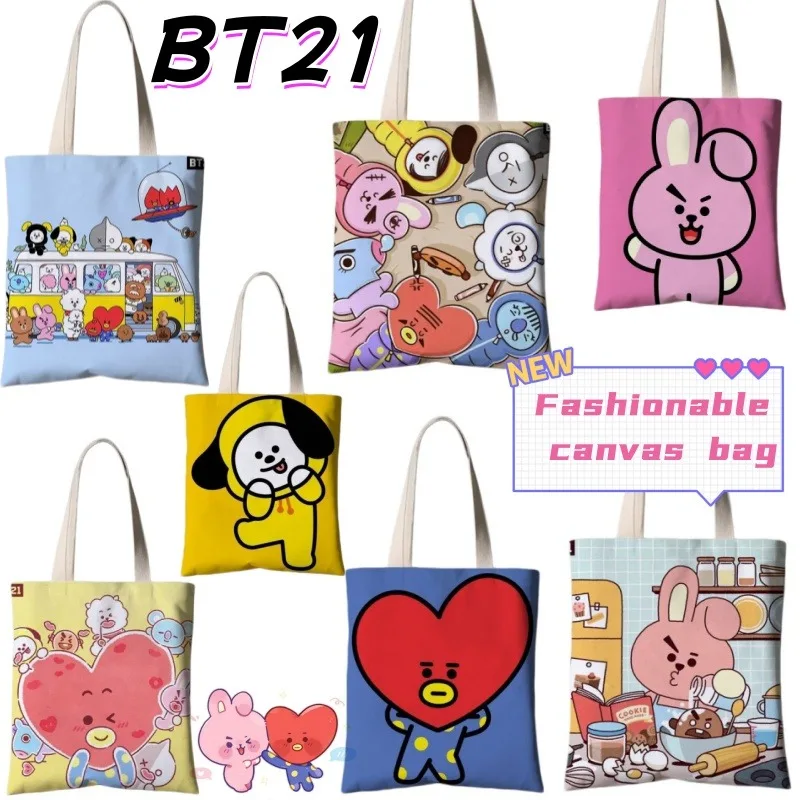 BT21 merchandise Koya RJ Shook cute and trendy canvas bag Chimmy Tata Cook handheld eco-friendly portable shopping bag gift
BT21 merchandise Koya RJ Shook cute and trendy canvas bag Chimmy Tata Cook handheld eco-friendly portable shopping bag gift