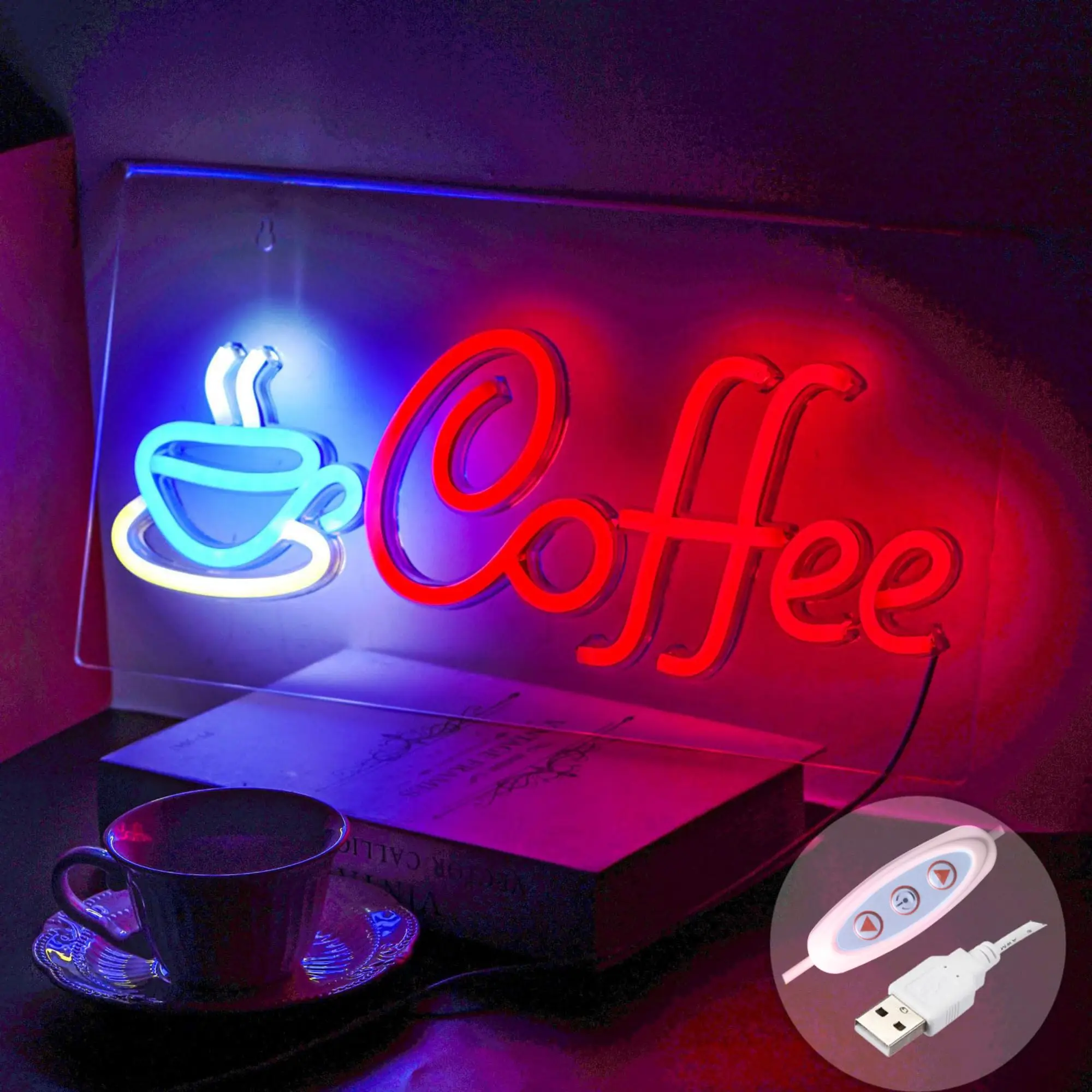 Coffee LED Neon Light Sign USB Powered Acrylic Back Board with Switch for Café Restaurant Shop Bar Pub Office Home Decoration
Coffee LED Neon Light Sign USB Powered Acrylic Back Board with Switch for Café Restaurant Shop Bar Pub Office Home Decoration