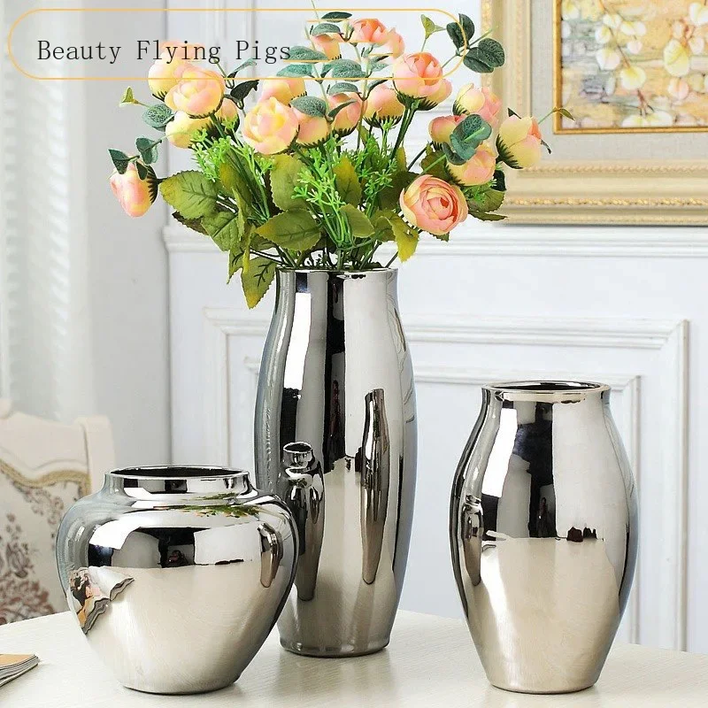 Home living room TV cabinet wine cabinet decoration ornaments simple fashion soft work art ceramic gold-plated silver vase
Home living room TV cabinet wine cabinet decoration ornaments simple fashion soft work art ceramic gold-plated silver vase