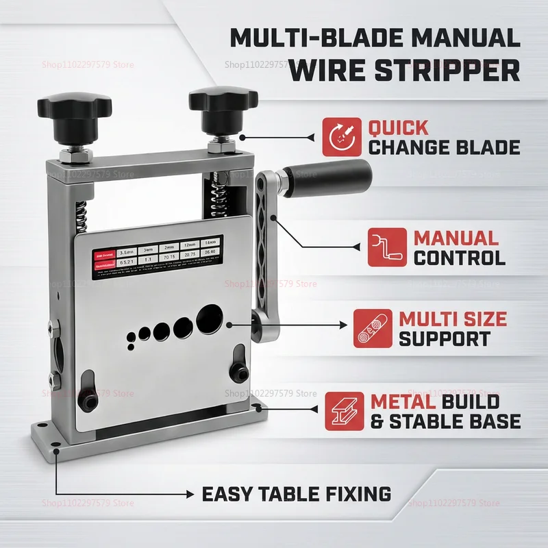 Wire stripper 70mm Porous Wire Stripping Machine Automatic Manual Copper Cable Wire Peeler High Efficiency Scrap Removal Tool
Wire stripper 70mm Porous Wire Stripping Machine Automatic Manual Copper Cable Wire Peeler High Efficiency Scrap Removal Tool
