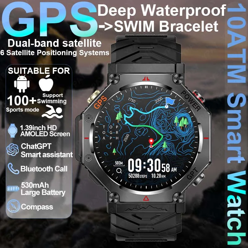 Новинка 2025 года для HUAWEI, уличные военные GPS-мужские умные часы IP69K, 10 АТМ, водонепроницаемые, 530 мАч, тактический фонарик, мужской браслет
Новинка 2025 года для HUAWEI, уличные военные GPS-мужские умные часы IP69K, 10 АТМ, водонепроницаемые, 530 мАч, тактический фонарик, мужской браслет
