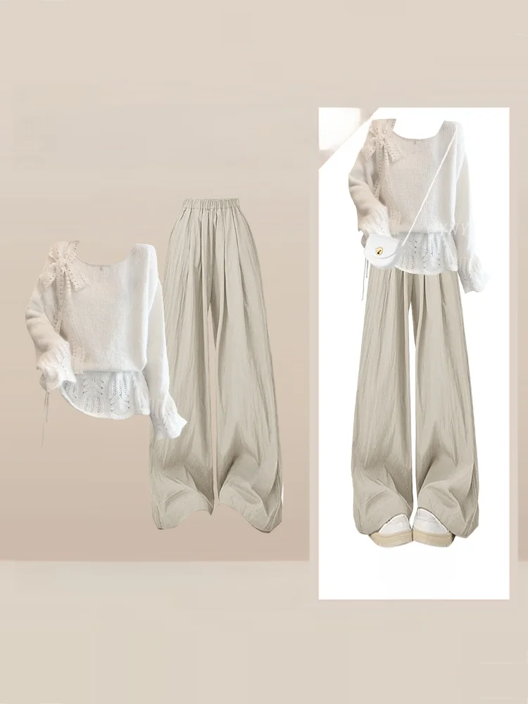 Комплект Laid-ba: вязаный свитер и брюки с высокой талией и широкими штанинами для женщин, осенне-зимний модный повседневный свободный комплект в простом стиле
Комплект Laid-ba: вязаный свитер и брюки с высокой талией и широкими штанинами для женщин, осенне-зимний модный повседневный свободный комплект в простом стиле