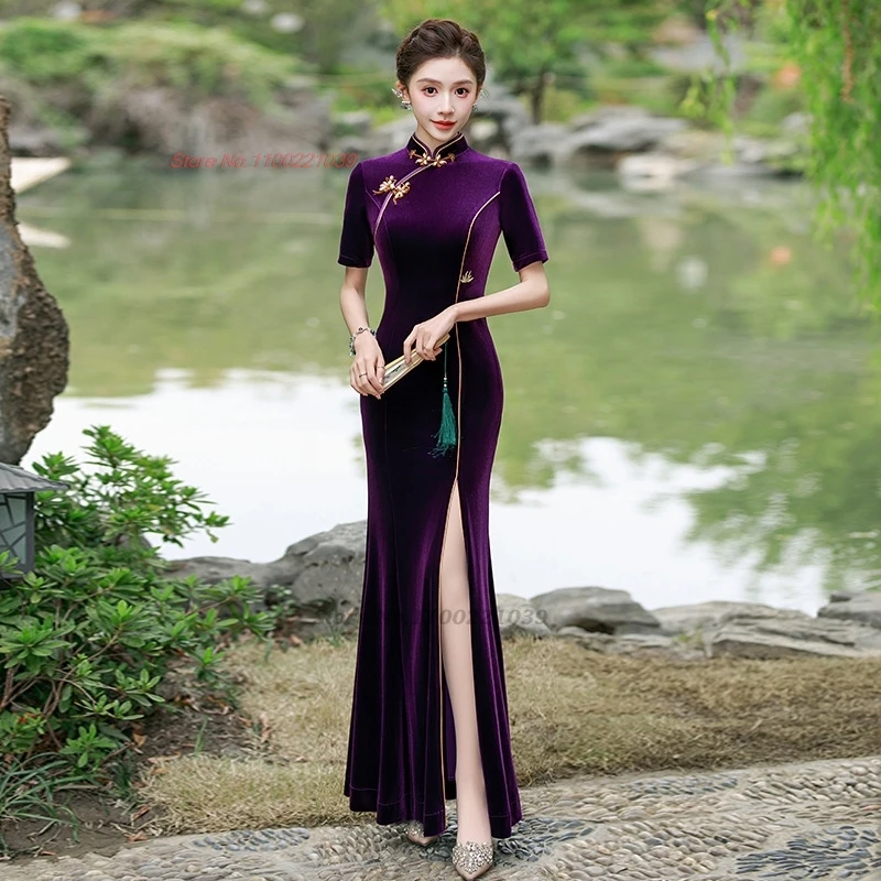 2025 chinese stage performance qipao traditional folk dress improved cheongsam velvet qipao retro banquet evening dress vestido
2025 chinese stage performance qipao traditional folk dress improved cheongsam velvet qipao retro banquet evening dress vestido
