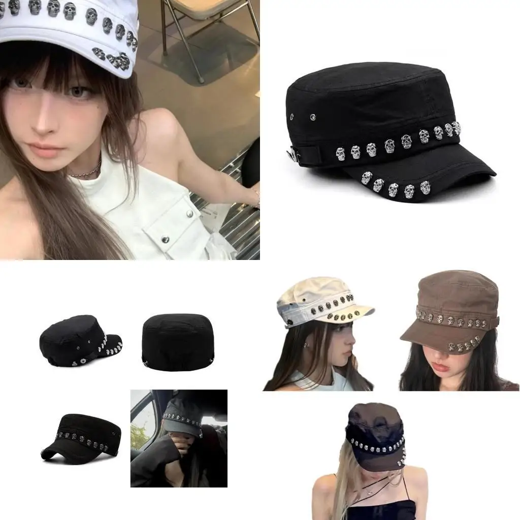 652F Trendy Skull Rivet Hat Men Women Sailor Cap Christmas Halloween Windproof Military Hat for Party Photography
652F Trendy Skull Rivet Hat Men Women Sailor Cap Christmas Halloween Windproof Military Hat for Party Photography