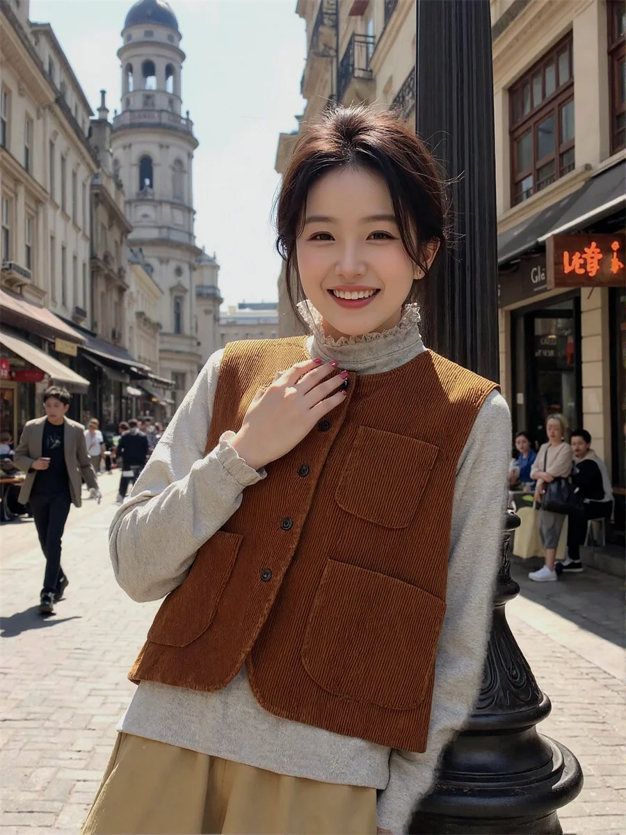 Retro O-Neck Buttoned Vests For Woman Summer Waistcoats Clothes Women Autumn Knitwears Zip-Up Regular Campus Students Preppy New
Retro O-Neck Buttoned Vests For Woman Summer Waistcoats Clothes Women Autumn Knitwears Zip-Up Regular Campus Students Preppy New