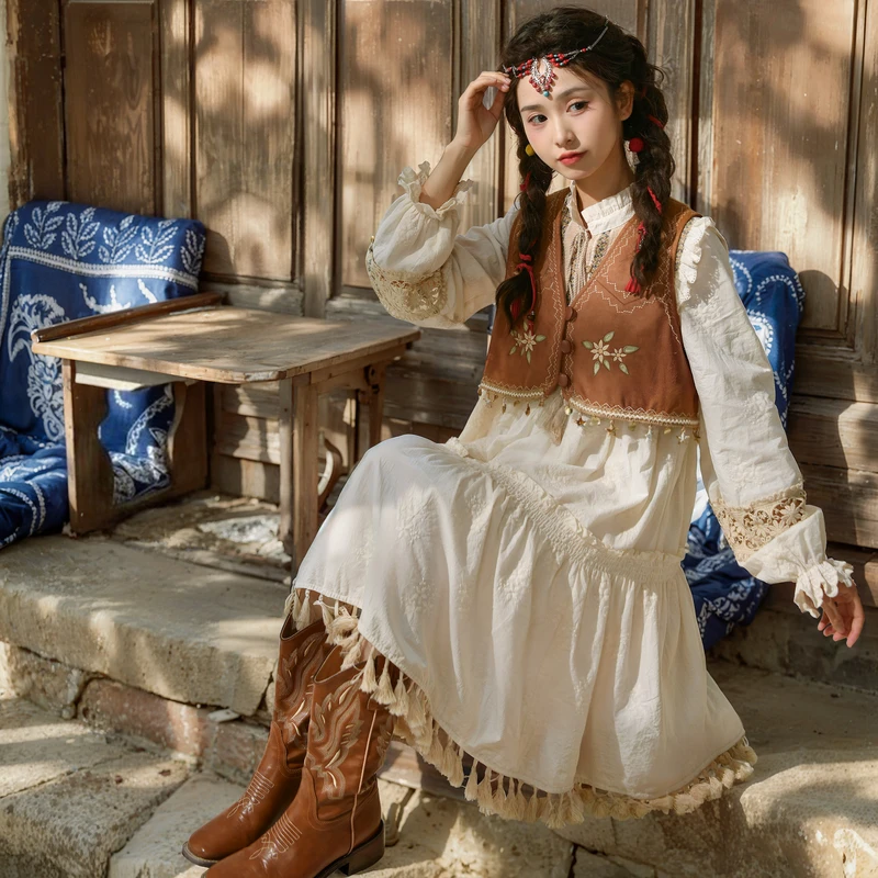 Snbl 2025 Original Western Regions Ethnic Style Bohemian Vest Tassel Dress for Autumn, Exotic Vacation Fashion
Snbl 2025 Original Western Regions Ethnic Style Bohemian Vest Tassel Dress for Autumn, Exotic Vacation Fashion