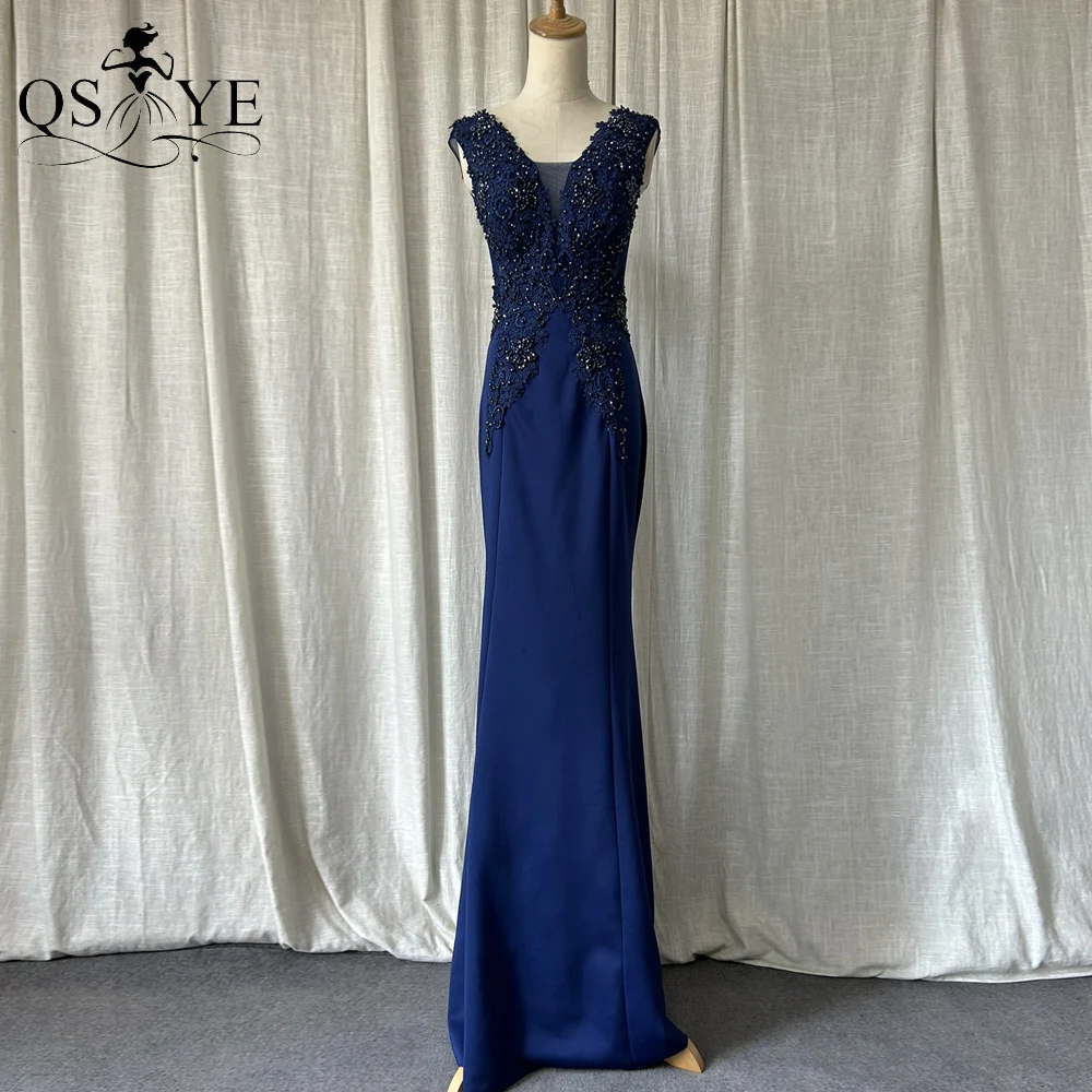 Navy Mermaid Prom Dresses Beaded Appliques Long Evening Gown V Neck Sleeveless Stretchy Satin Elegant Princess Formal Party Gown
Navy Mermaid Prom Dresses Beaded Appliques Long Evening Gown V Neck Sleeveless Stretchy Satin Elegant Princess Formal Party Gown