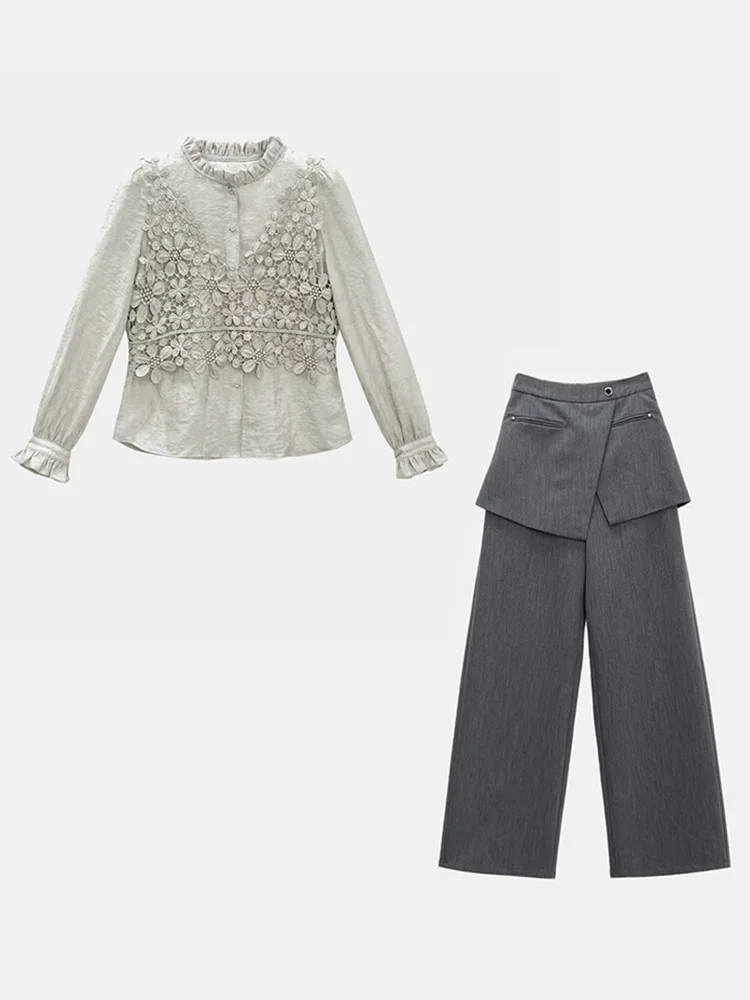 Fashionable Unique Design Set High Waist Wide Leg Pants Slimming Vest Shirt Autumn Spring Small Fragrance Style Casual Wear
Fashionable Unique Design Set High Waist Wide Leg Pants Slimming Vest Shirt Autumn Spring Small Fragrance Style Casual Wear